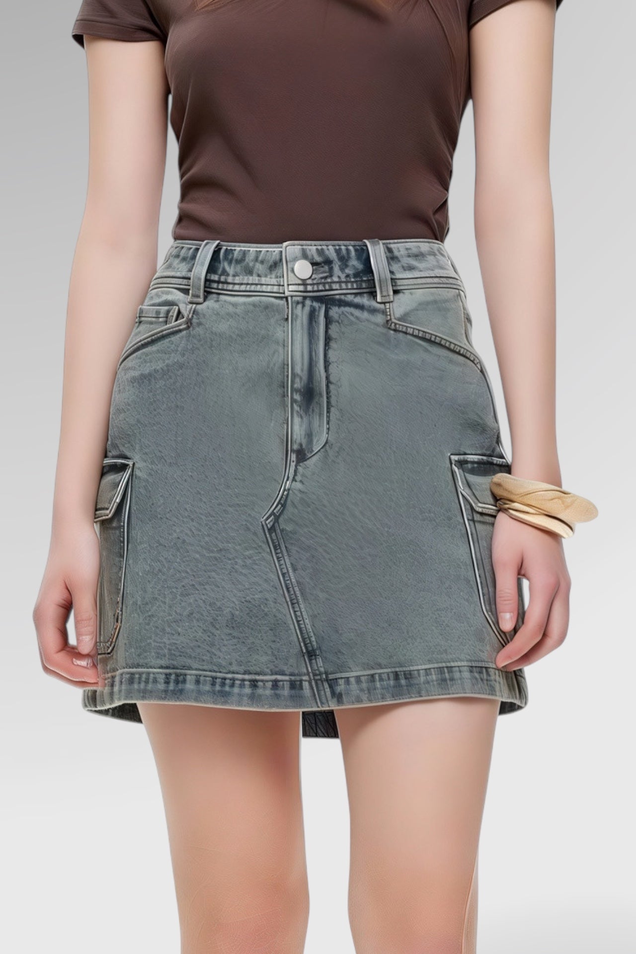 Urban Cargo Denim Mini Skirt