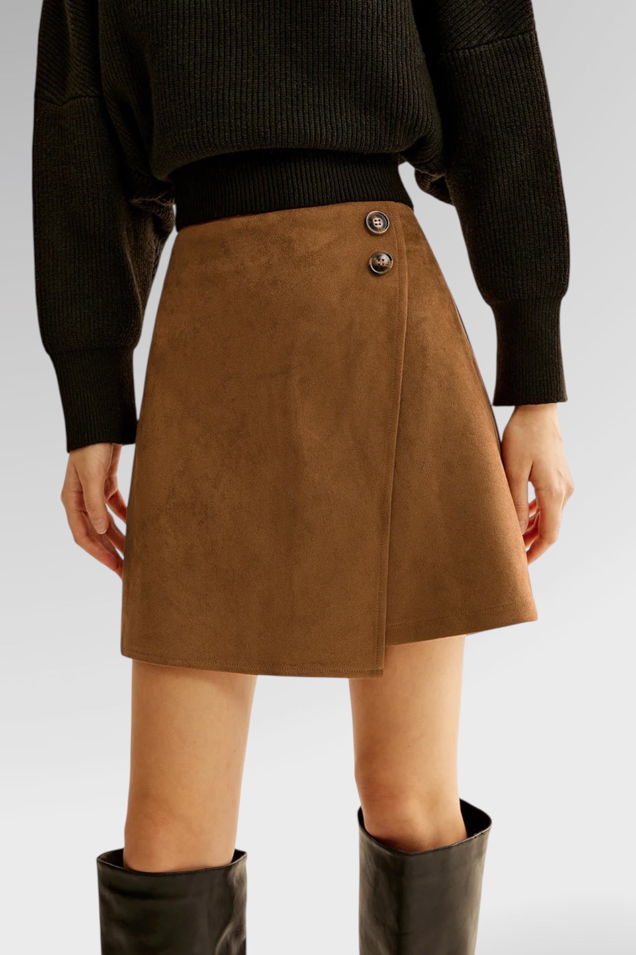 Eclipse Asymmetric Suede Mini Skirt