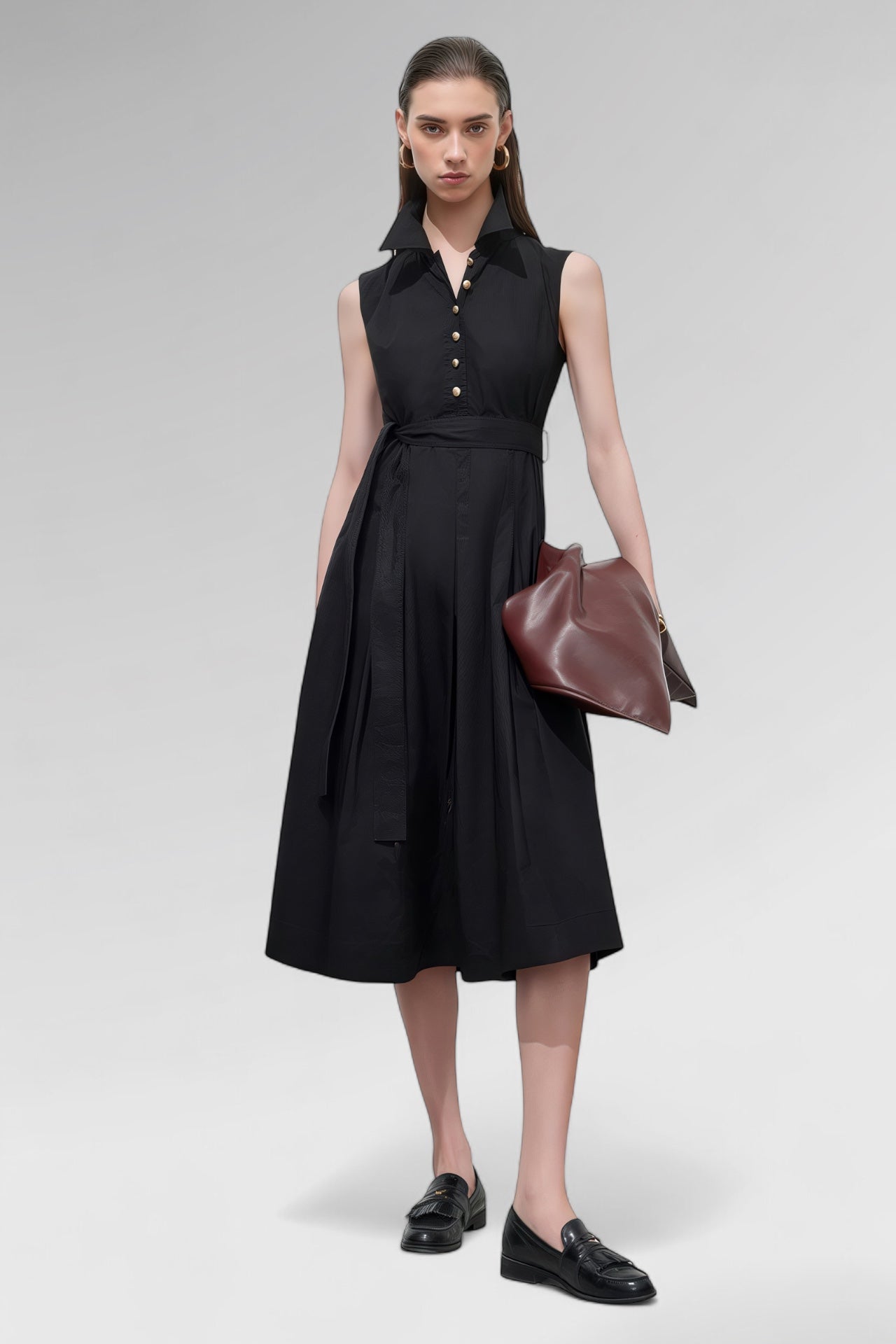 Midnight Grace Cotton Midi Dress