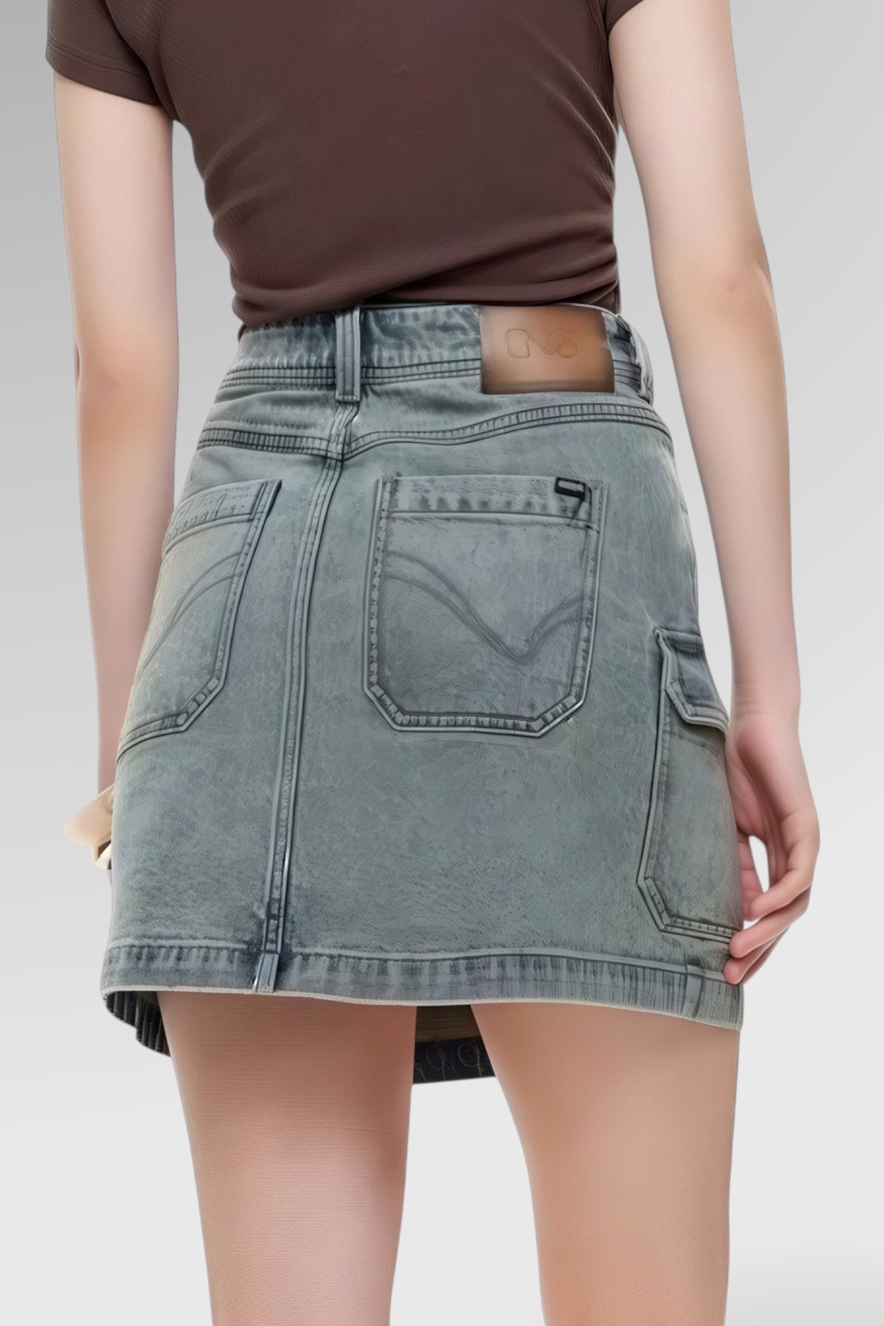 Urban Cargo Denim Mini Skirt
