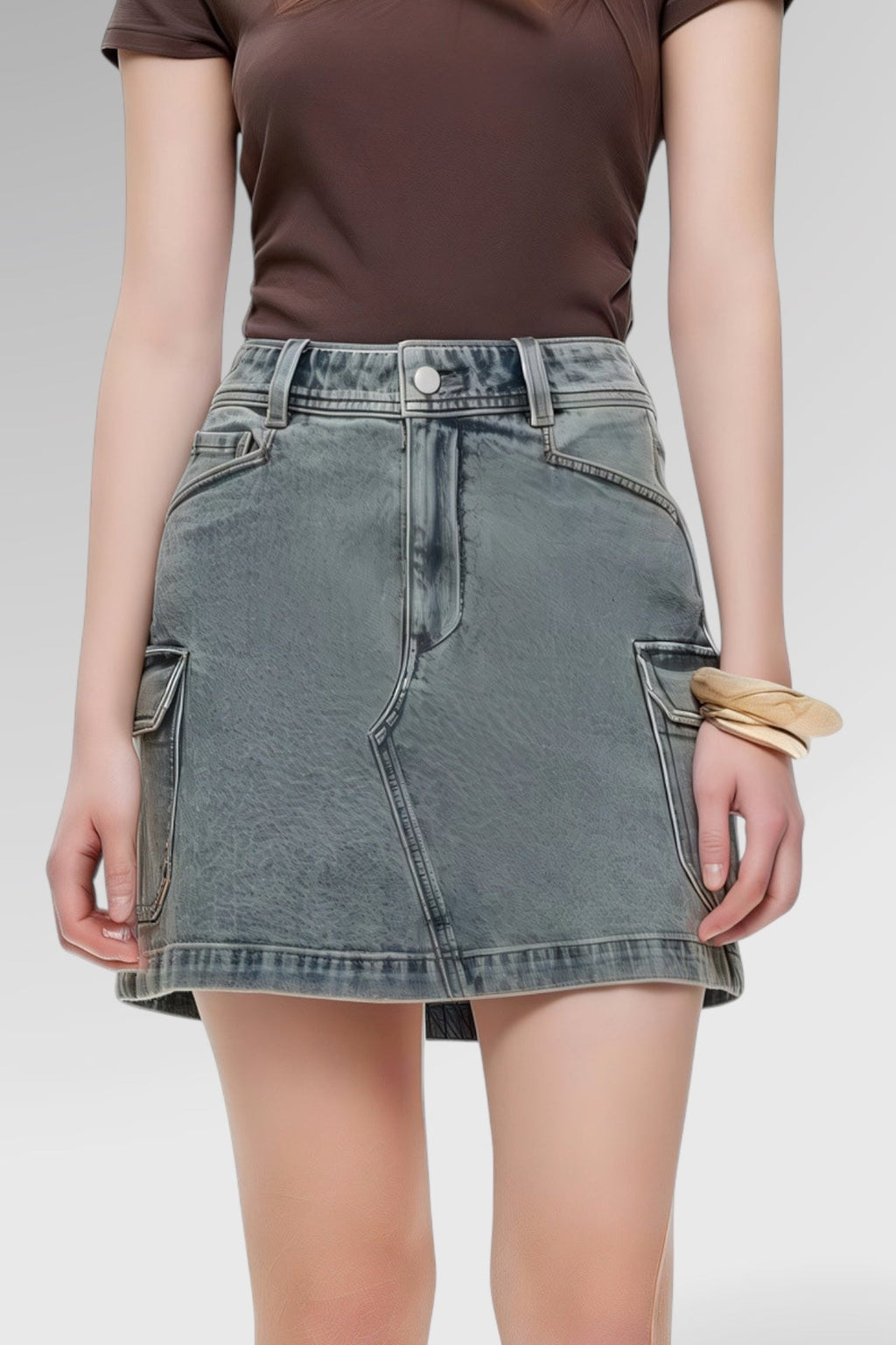 Urban Cargo Denim Mini Skirt