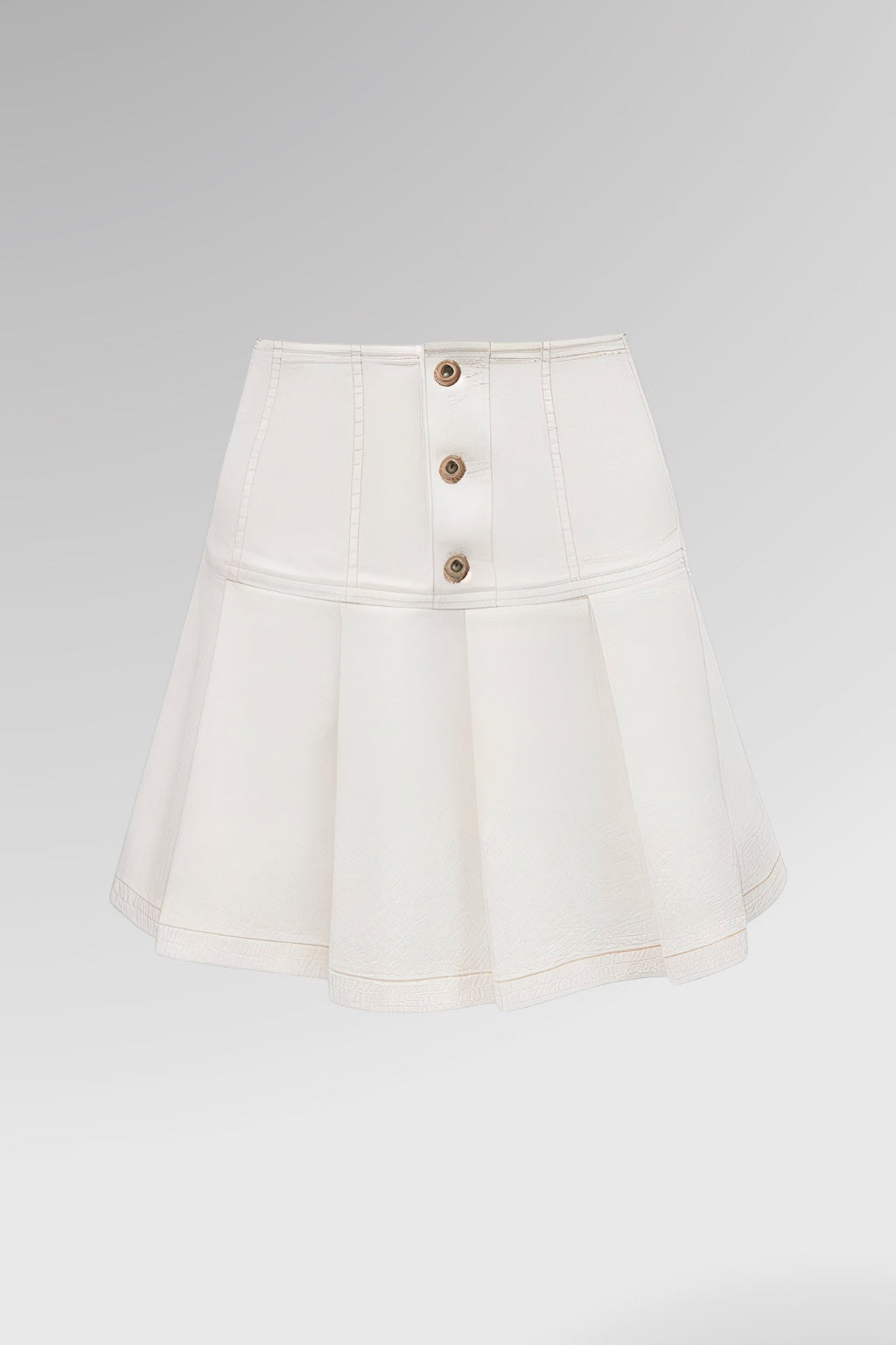 Pleated High-Waist Denim Skirt
