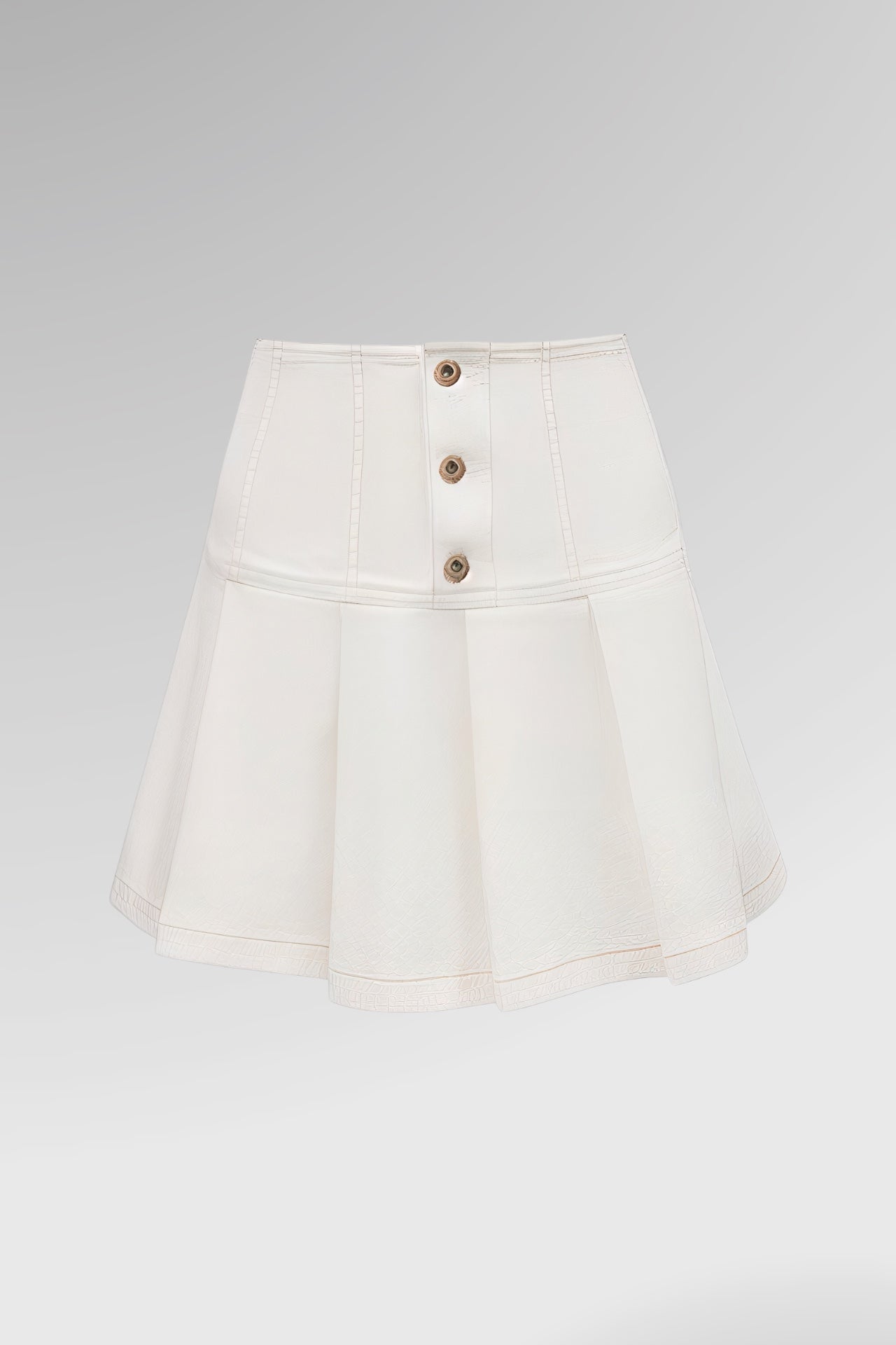 Pleated High-Waist Denim Skirt
