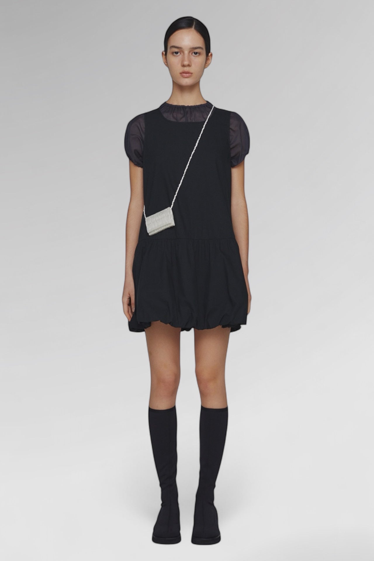 Midnight Bloom Bubble Mini Dress