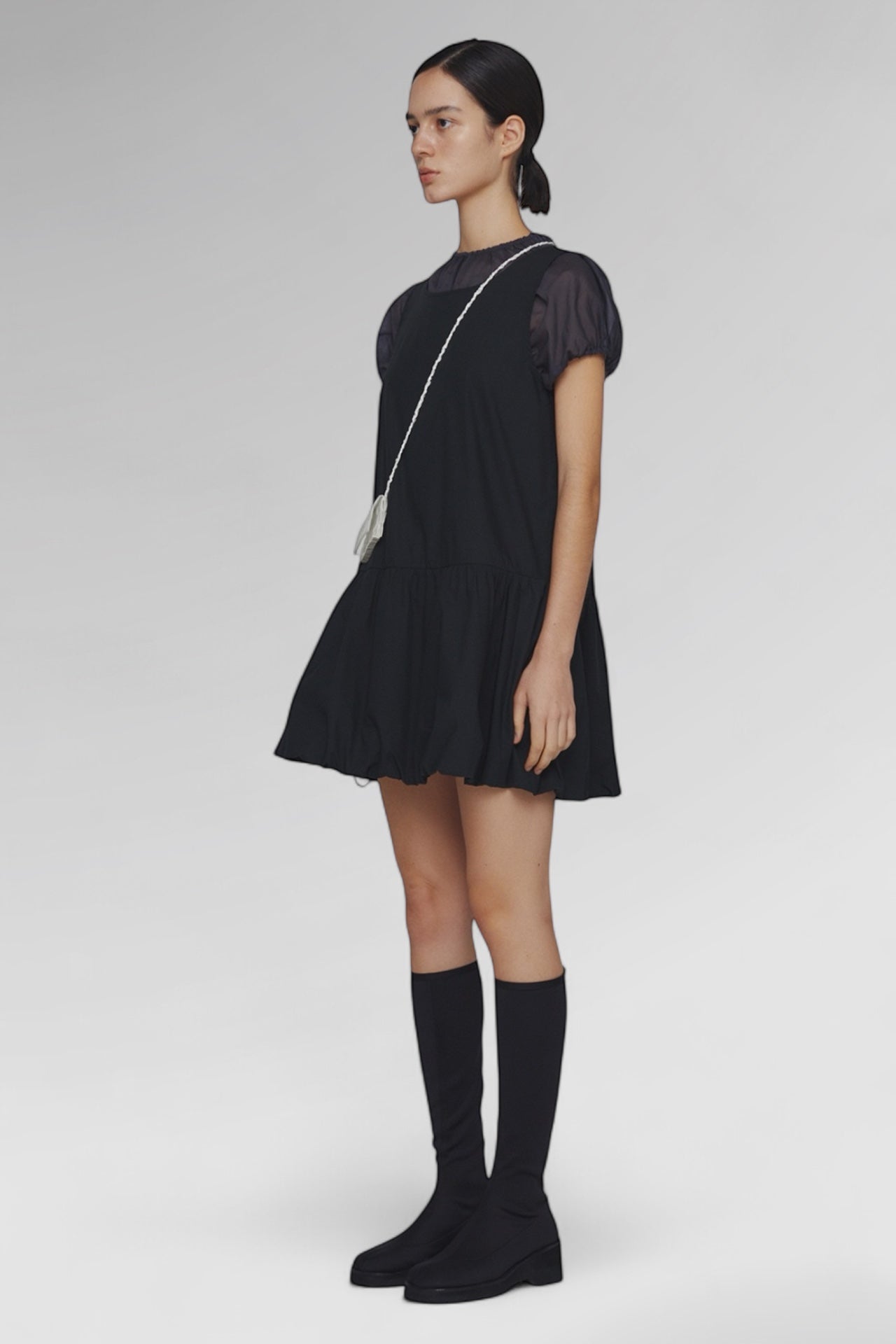 Midnight Bloom Bubble Mini Dress