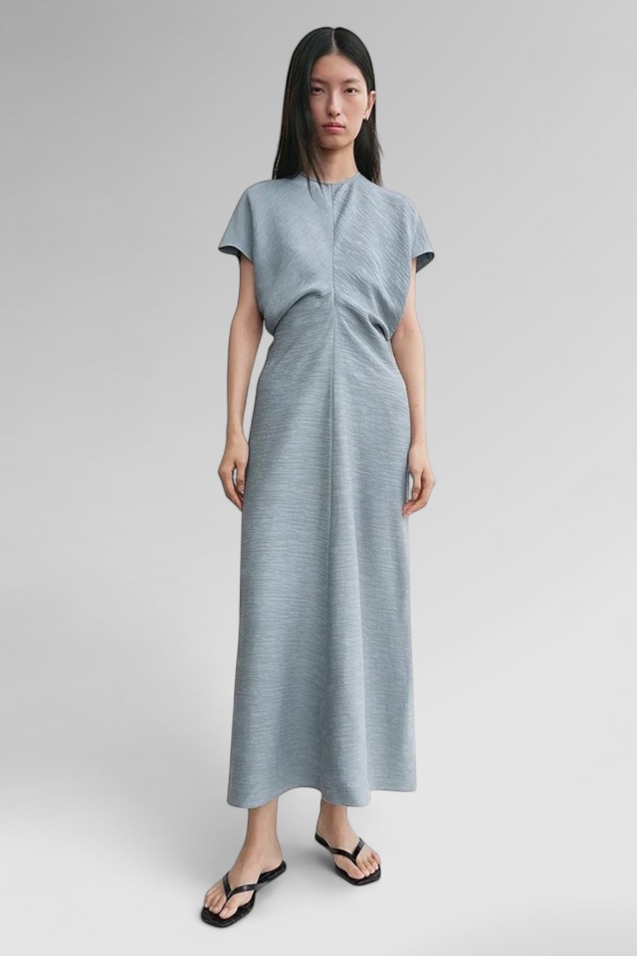 Nordic Flow Pleated Viscose Maxi Dress