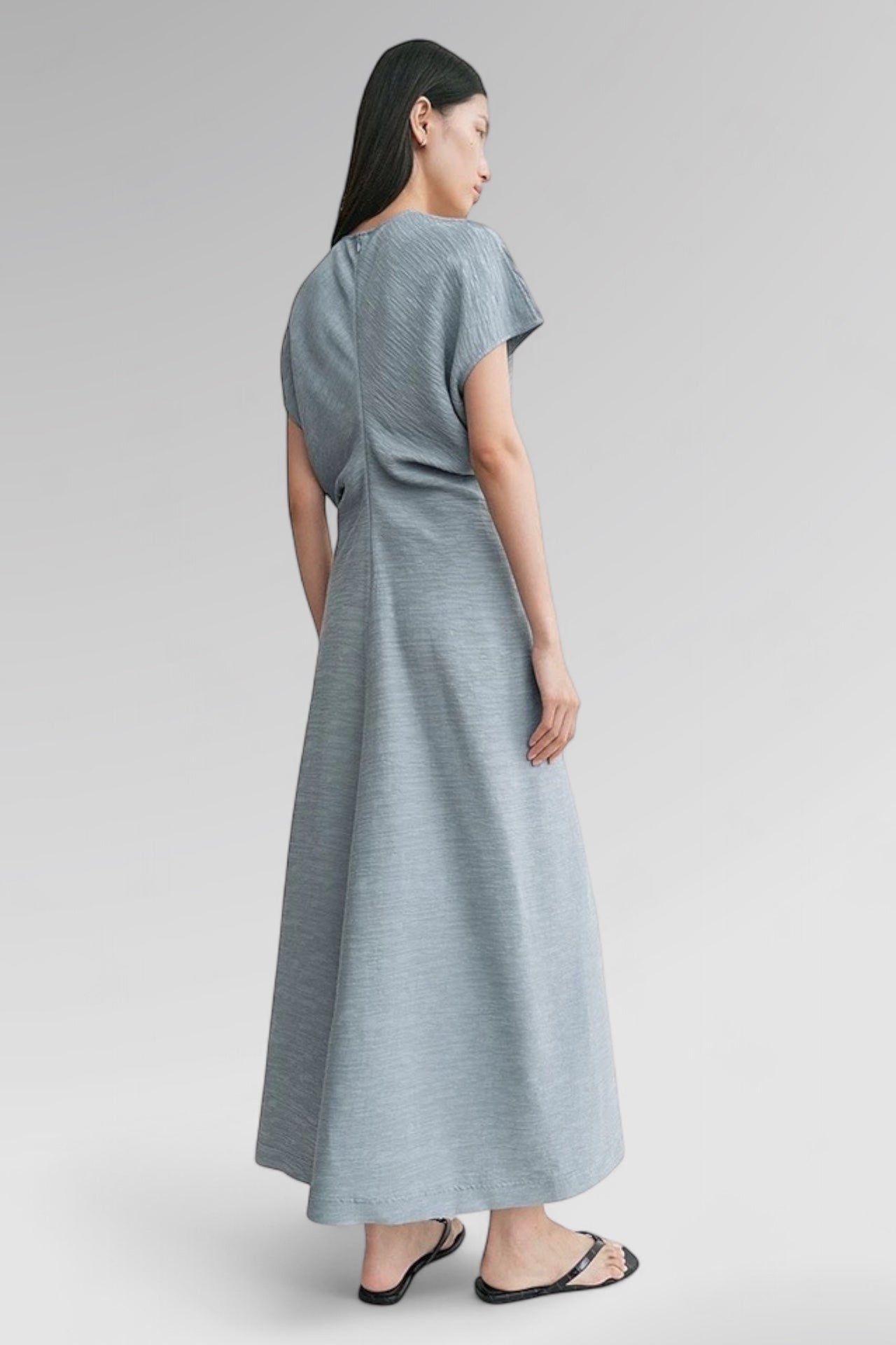 Nordic Flow Pleated Viscose Maxi Dress