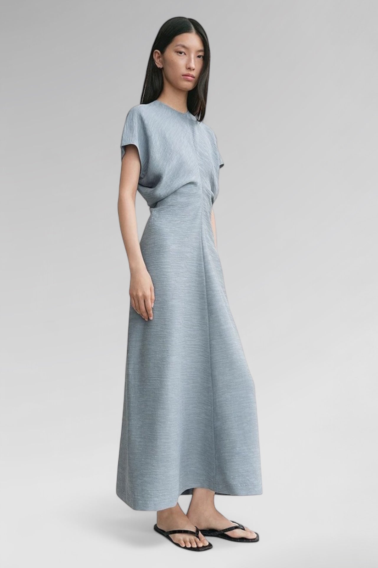 Nordic Flow Pleated Viscose Maxi Dress