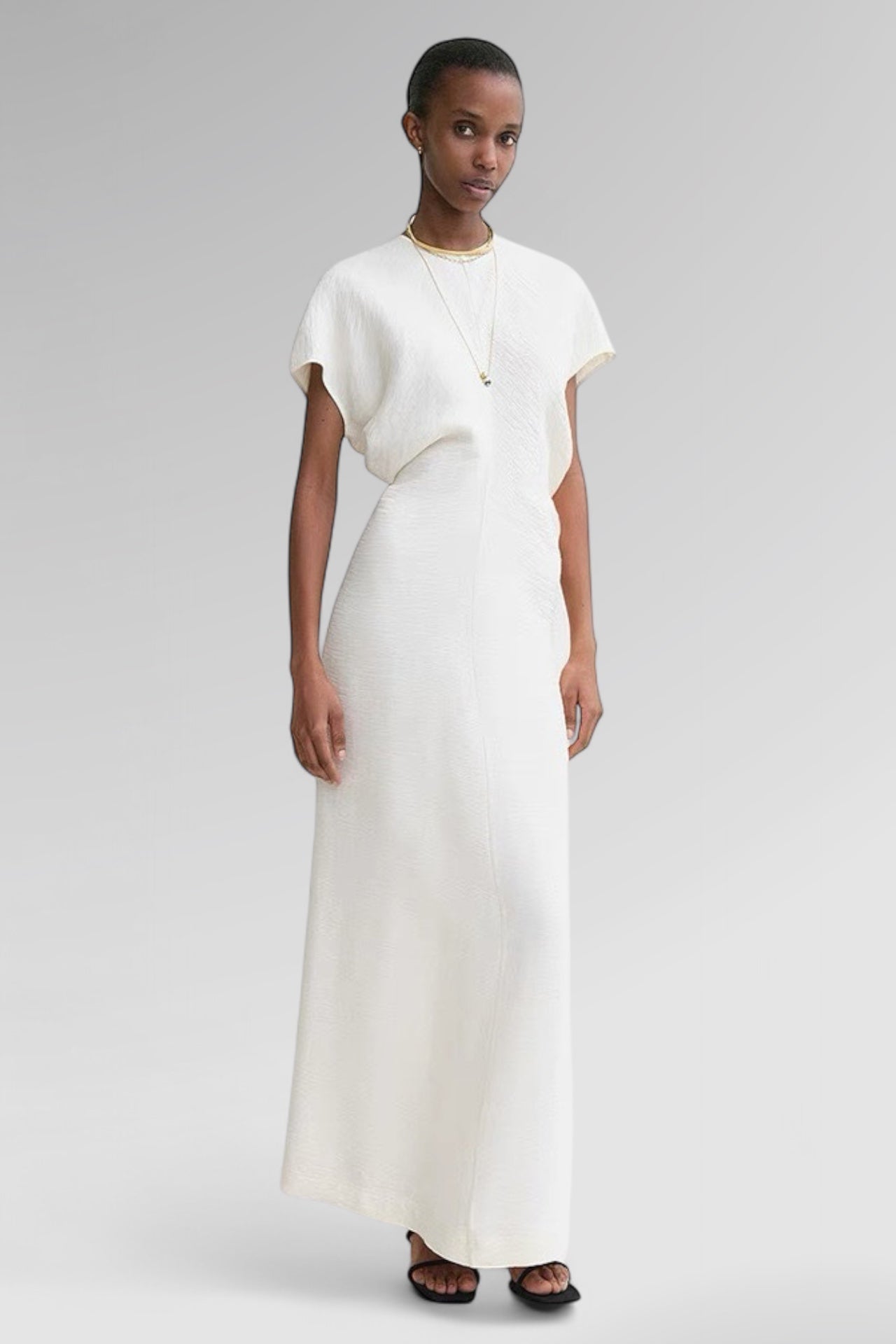 Nordic Flow Pleated Viscose Maxi Dress