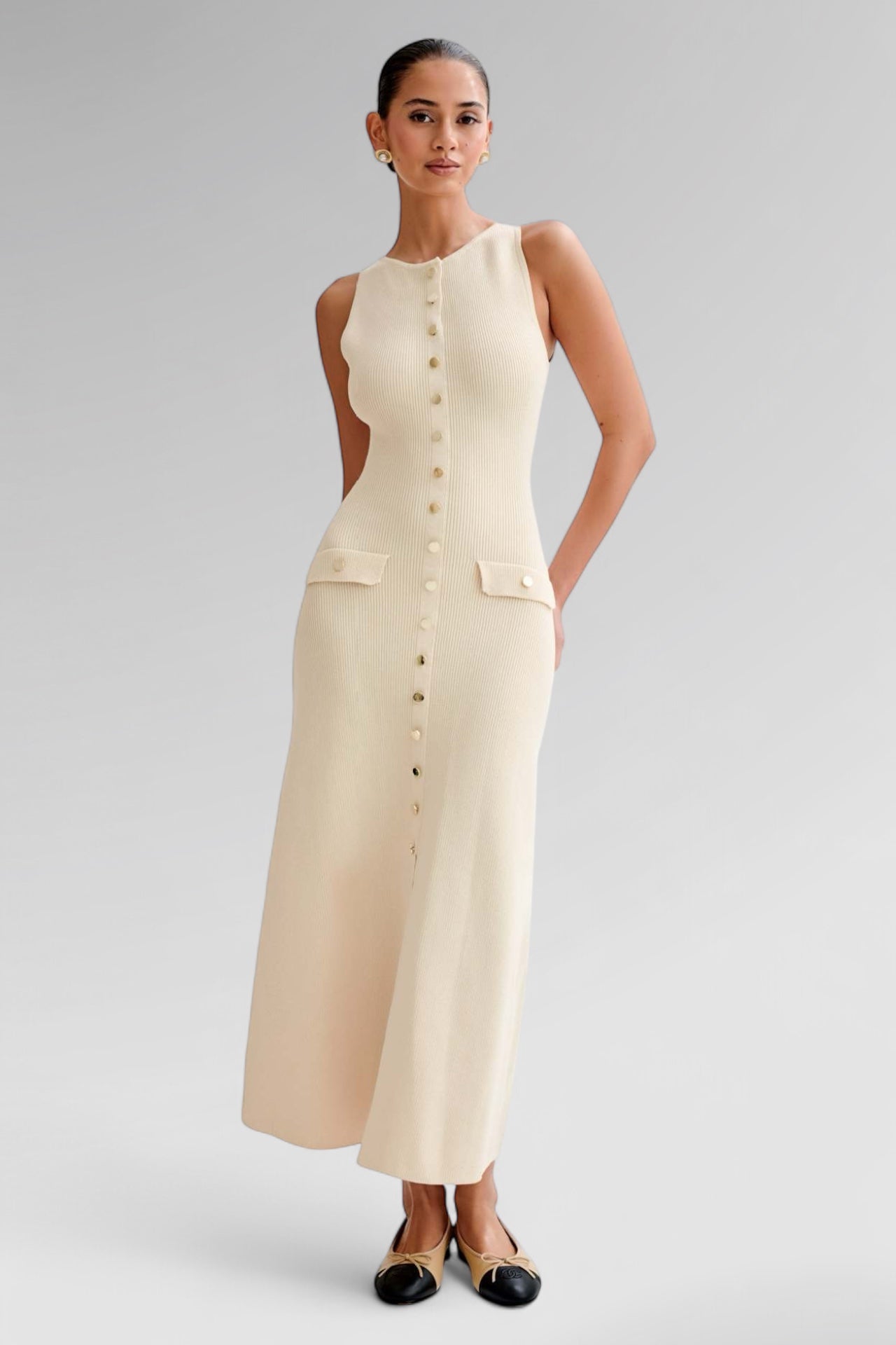 Pearl Row Knitted Maxi Dress