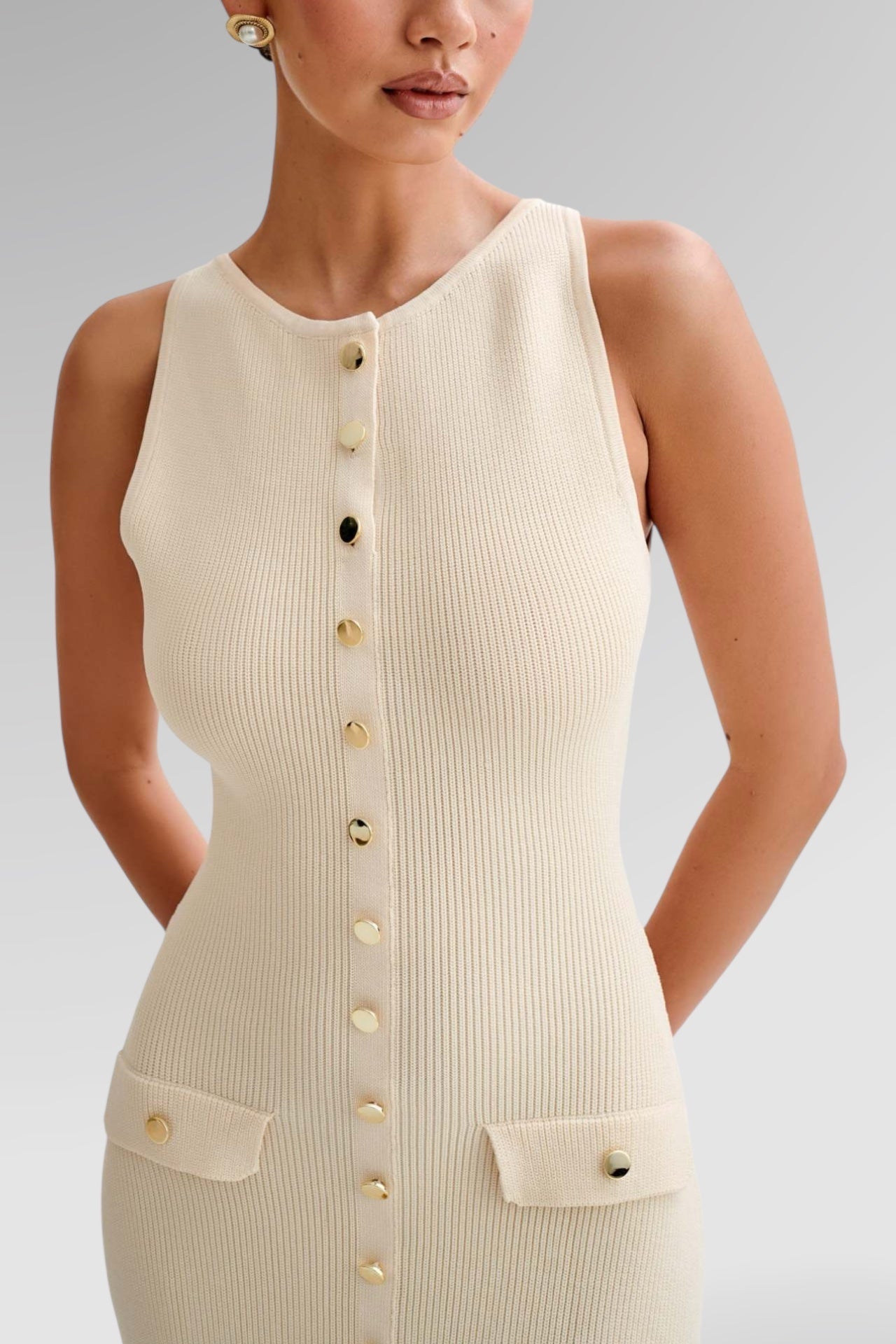 Pearl Row Knitted Maxi Dress