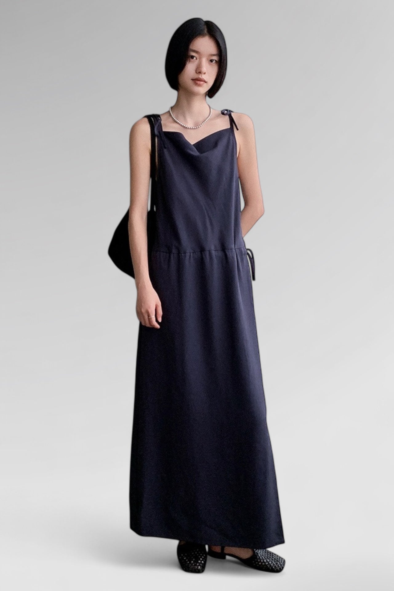 Azure Drift Cowl Maxi Dress