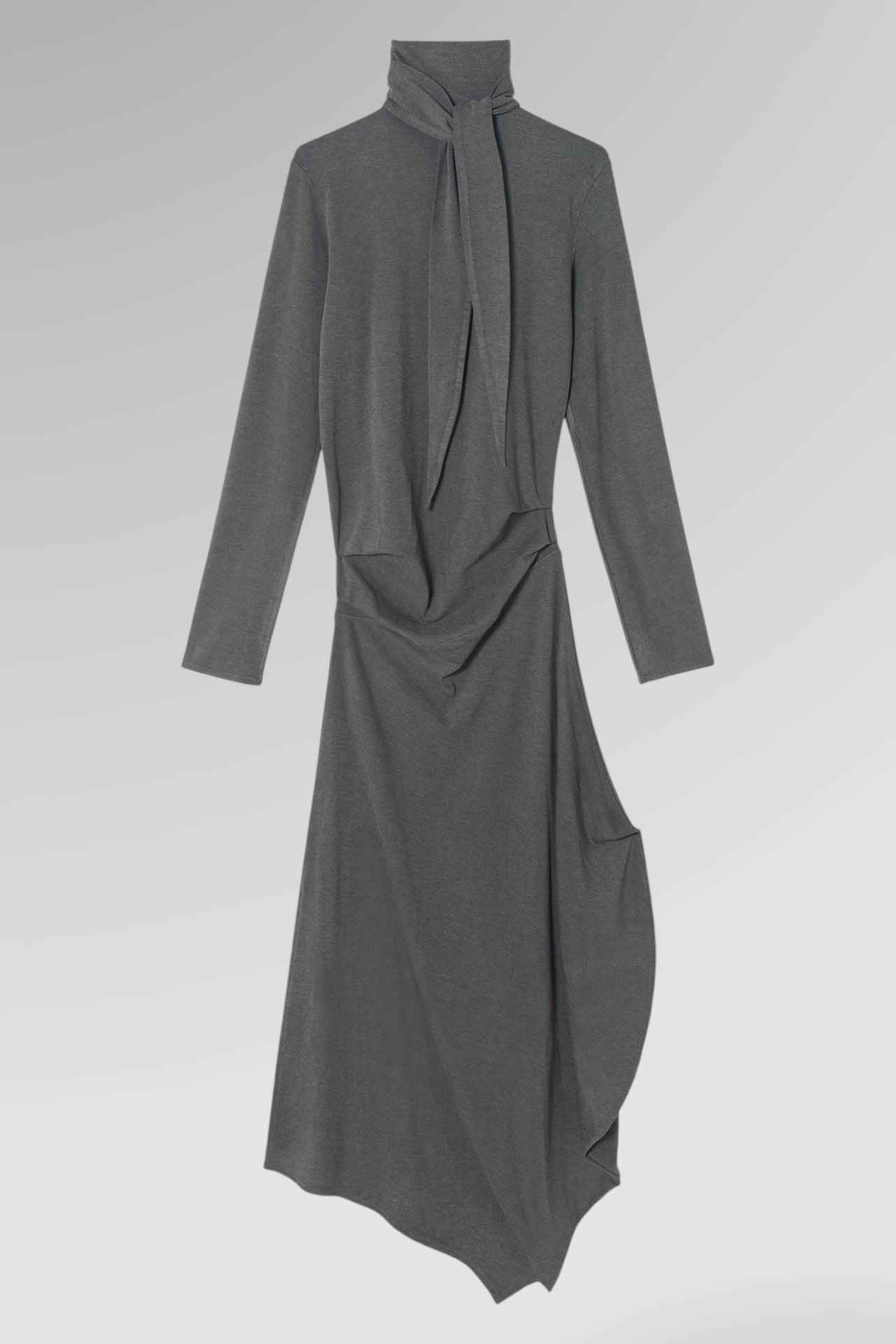 Charcoal Neck Draped Maxi Dress
