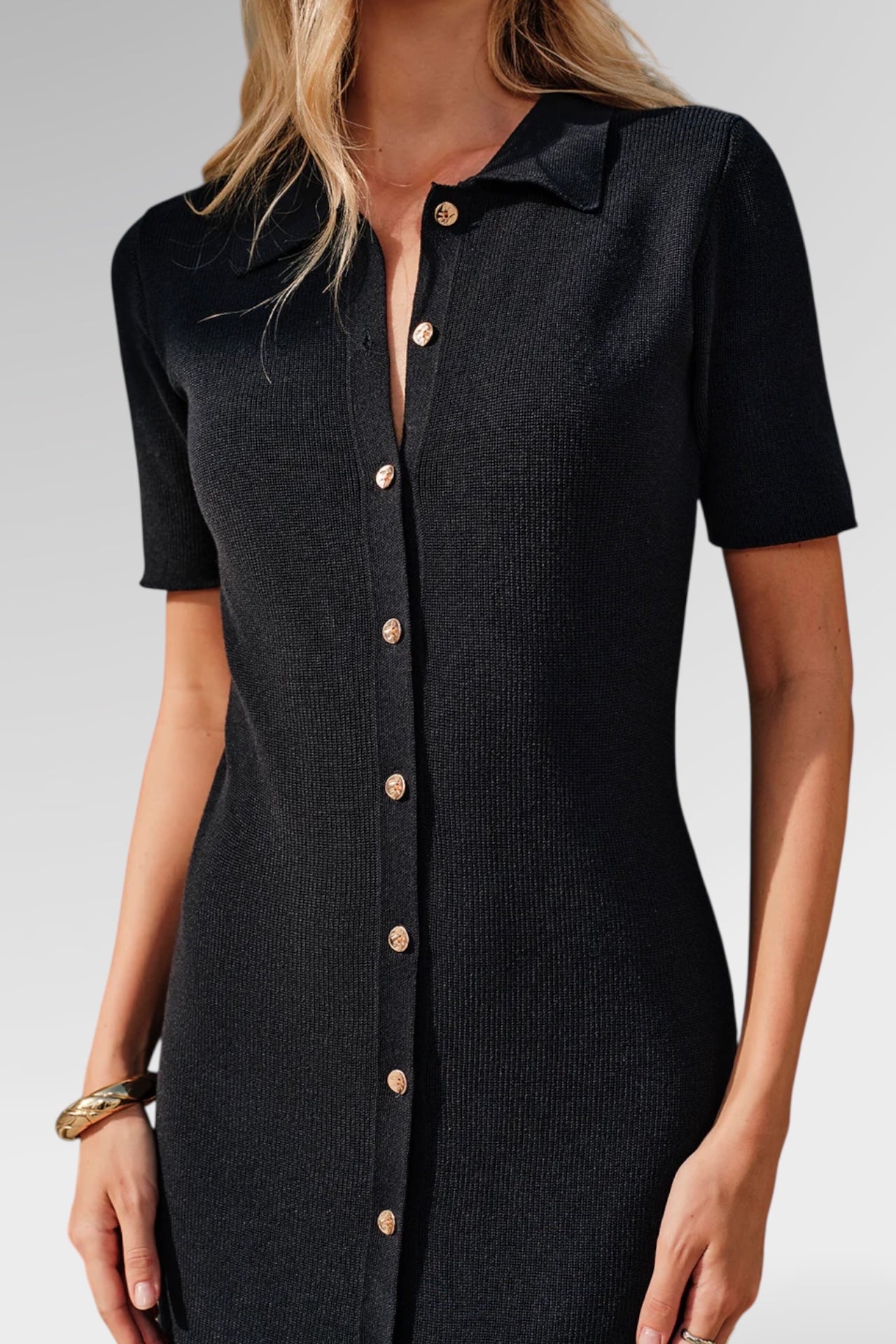 Noir Cascade Button Maxi Dress