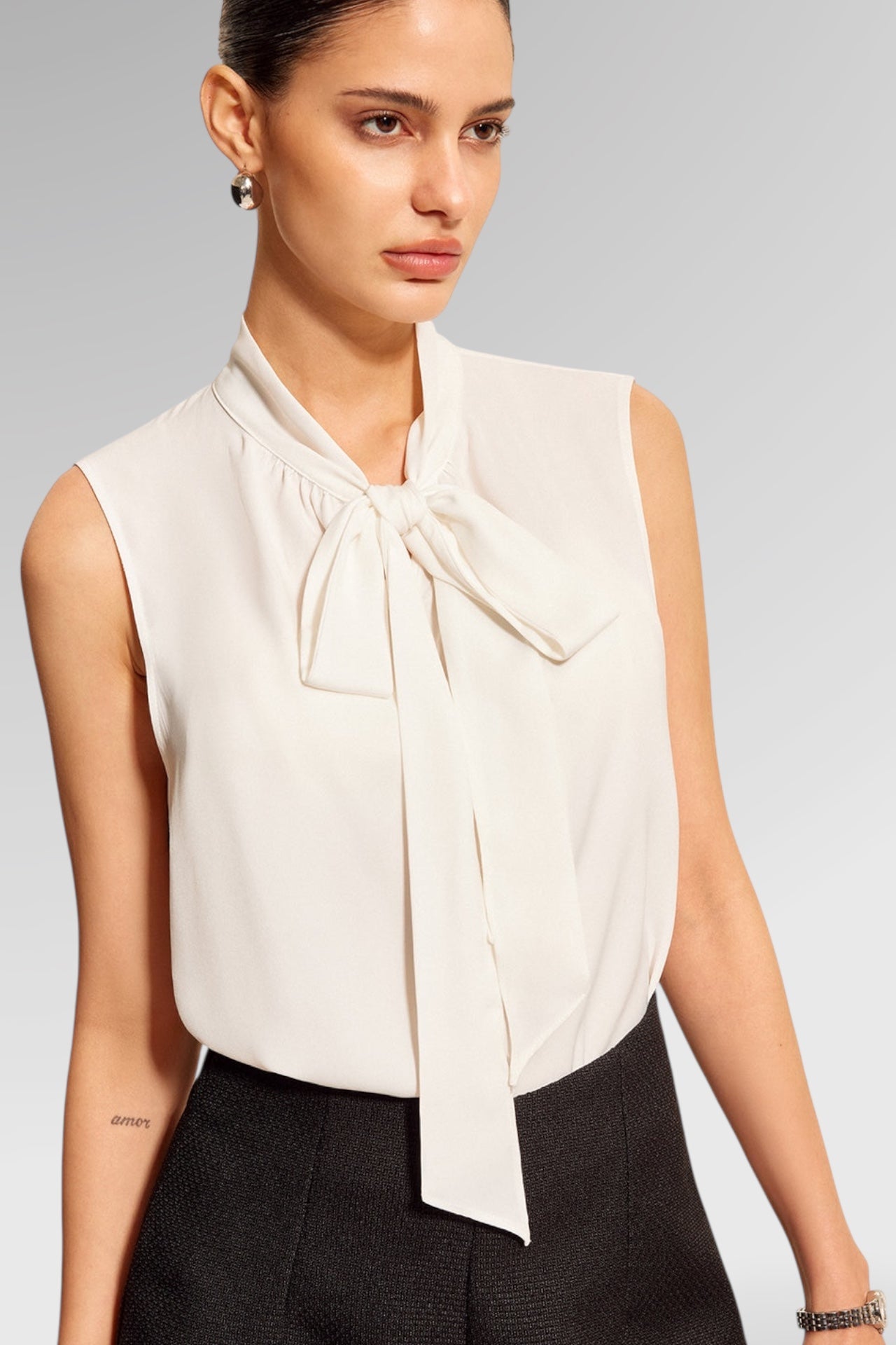 Ivory Ribbon Tie Top
