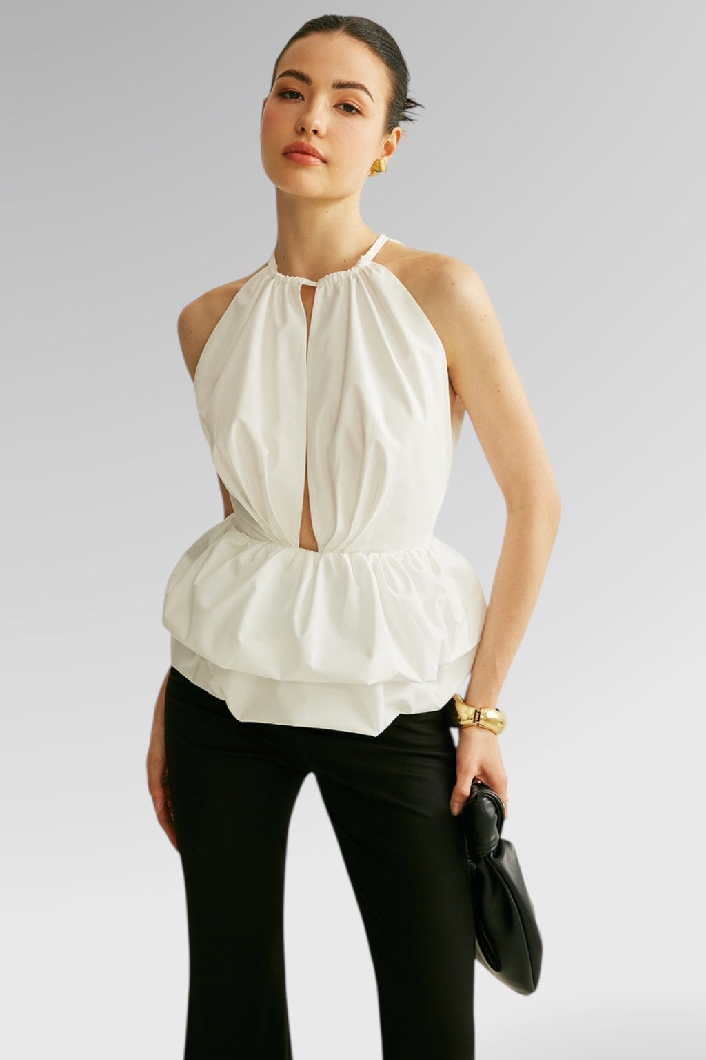 Silk Cloud Keyhole Top