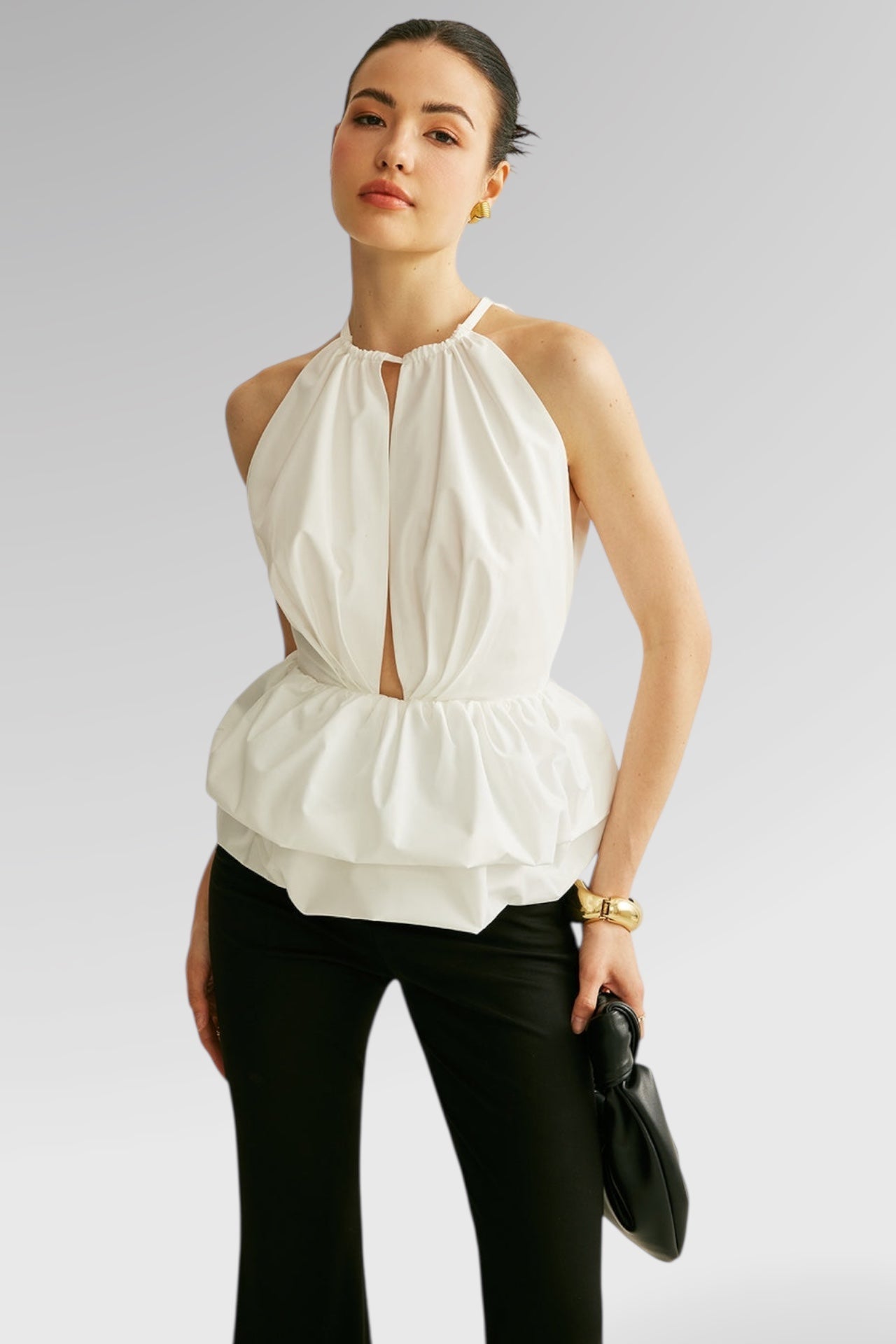 Silk Cloud Keyhole Top