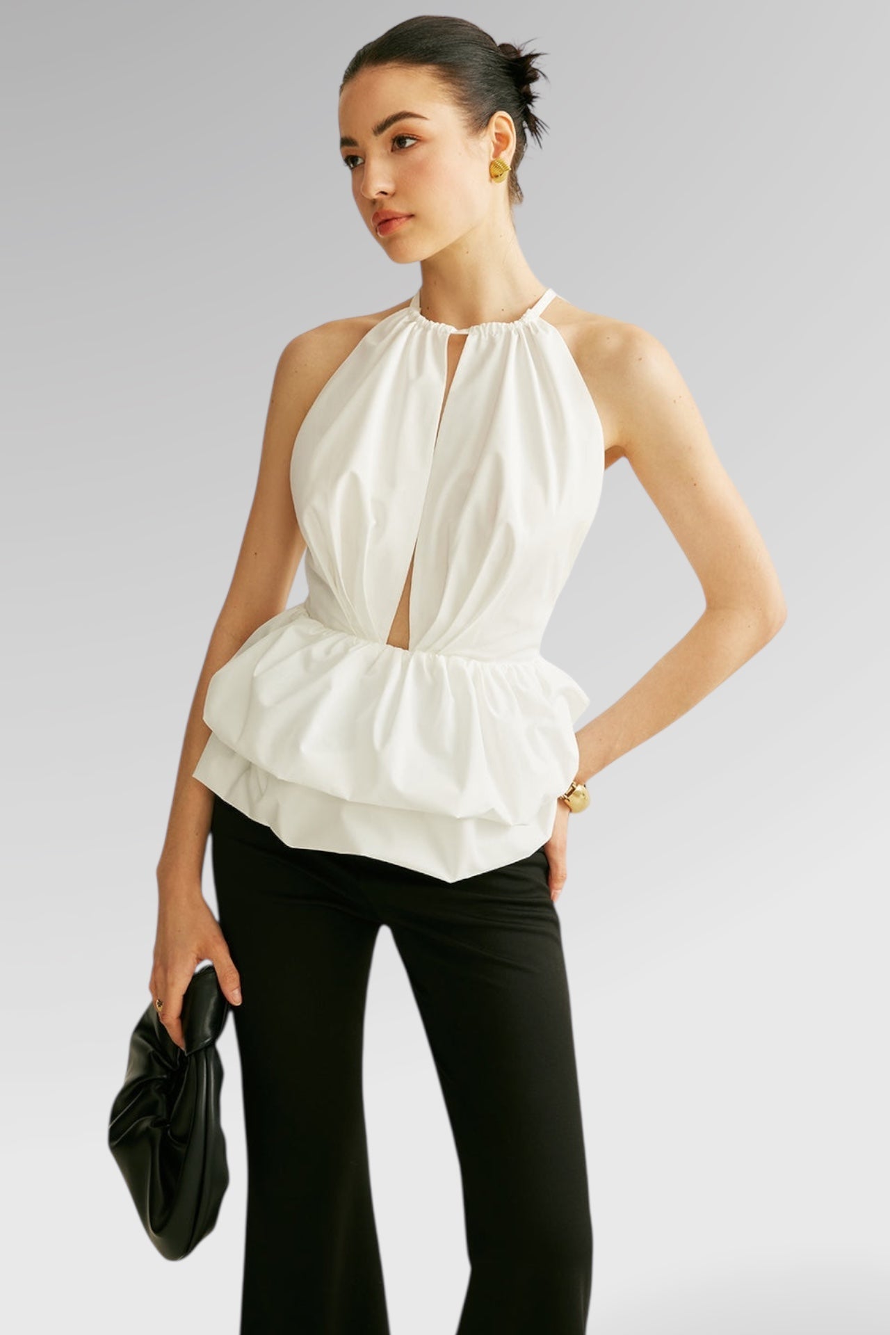 Silk Cloud Keyhole Top