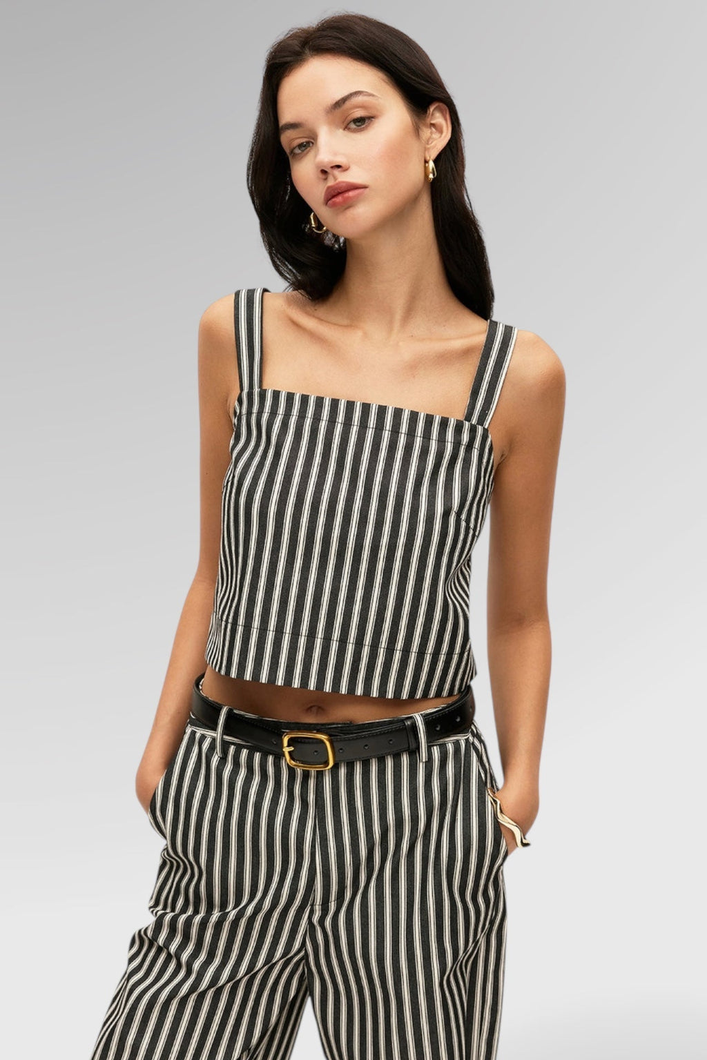 Noir Stripe Square Top