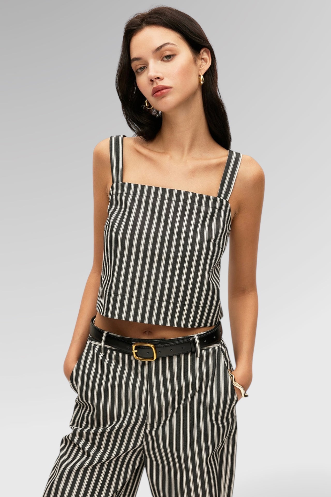 Noir Stripe Square Top