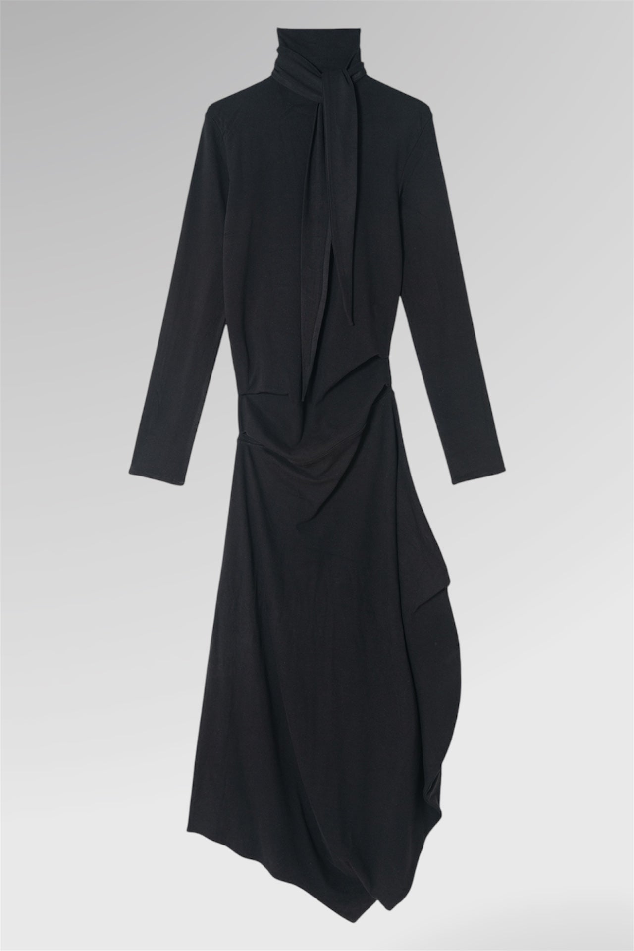 Charcoal Neck Draped Maxi Dress