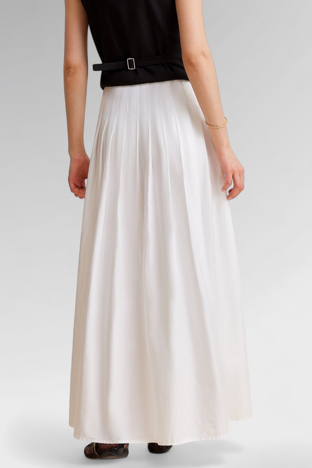 Ivory Grace Pleated Midi Skirt