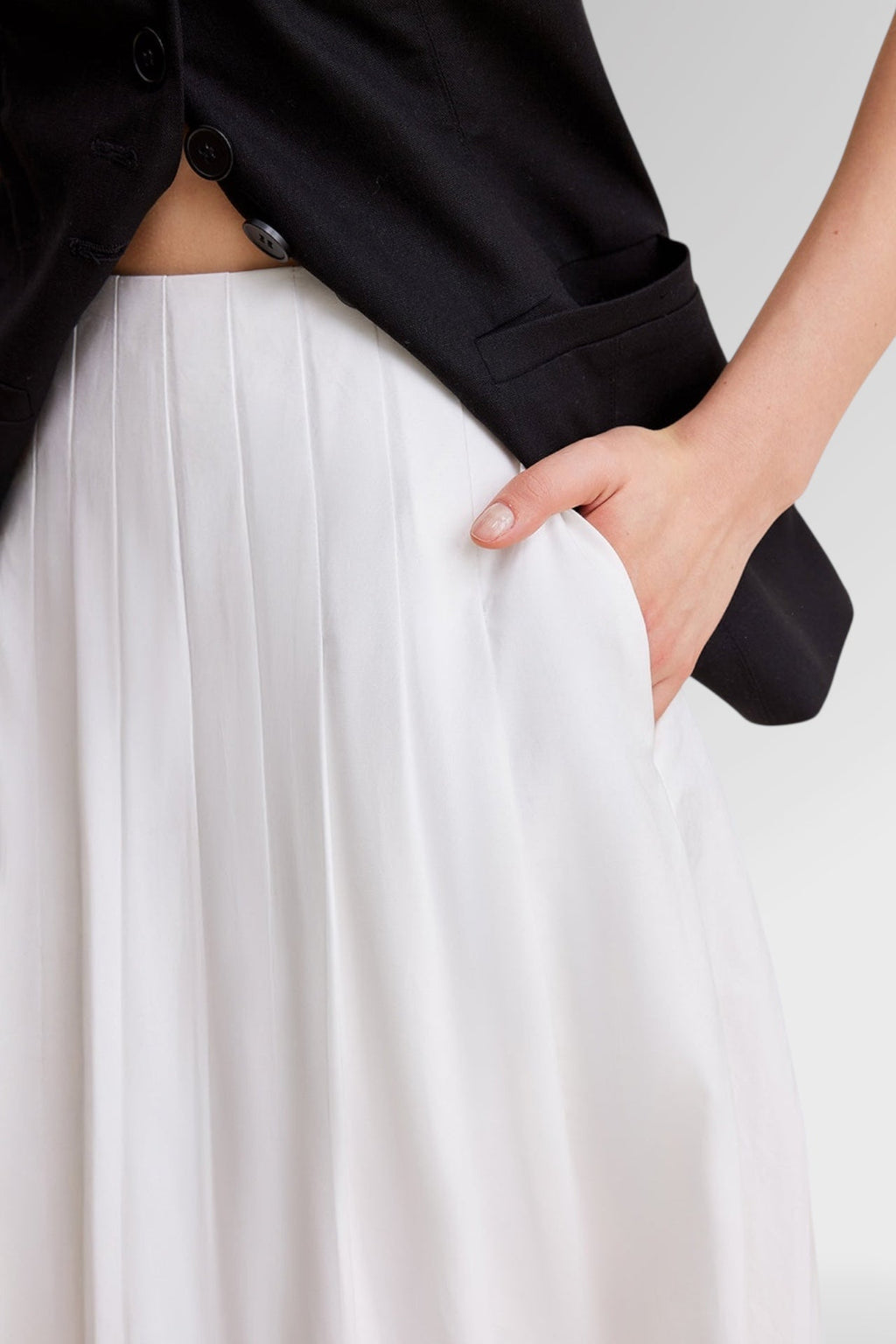 Ivory Grace Pleated Midi Skirt