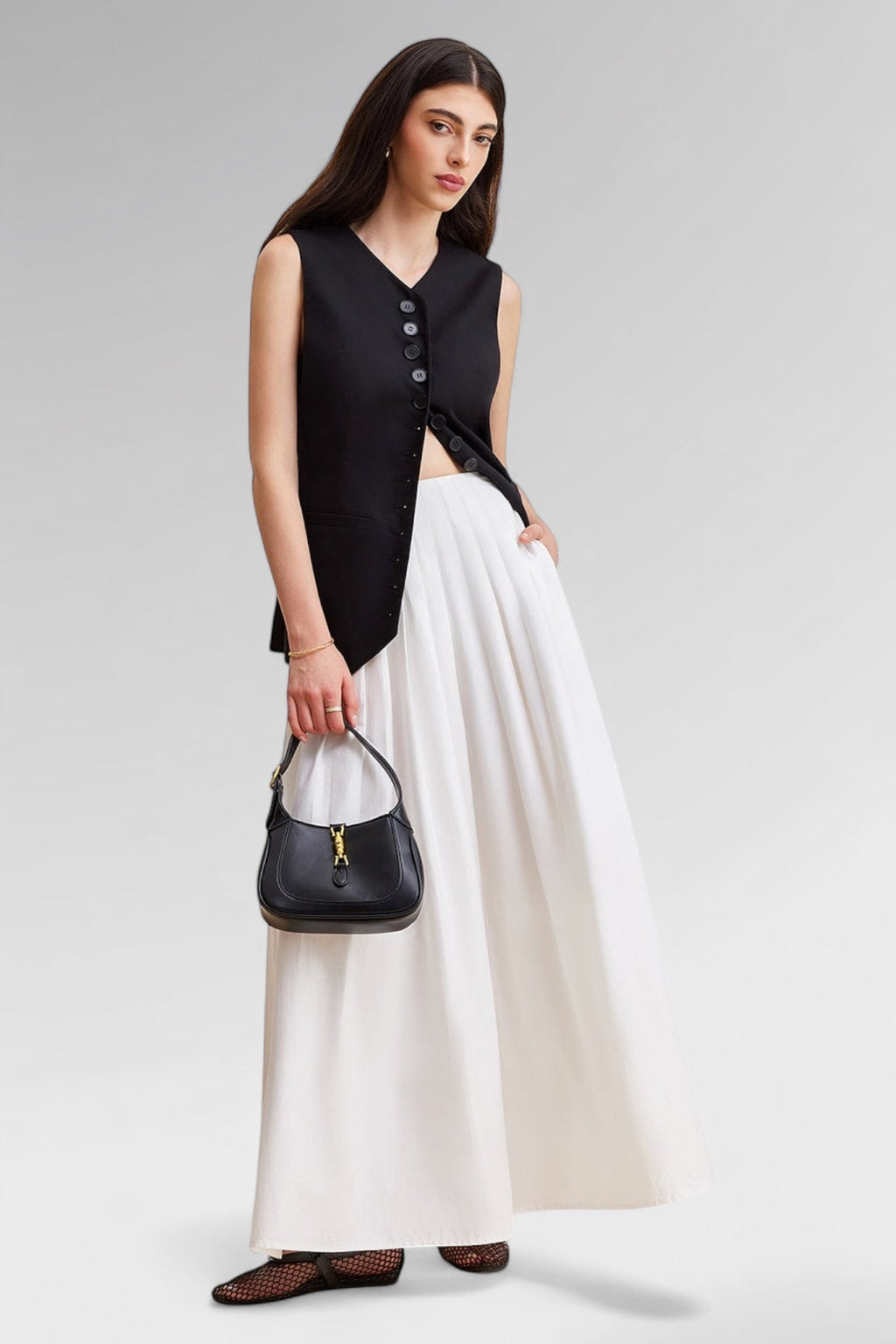 Ivory Grace Pleated Midi Skirt