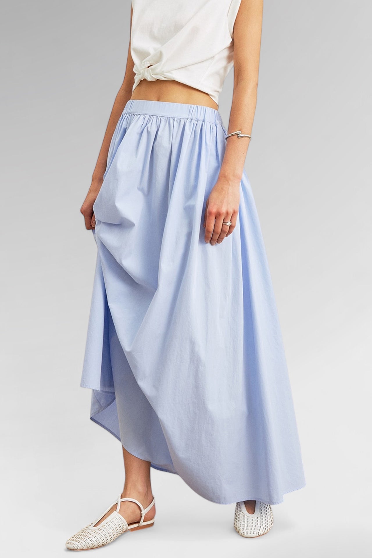 Azure Breeze Cotton Maxi Skirt