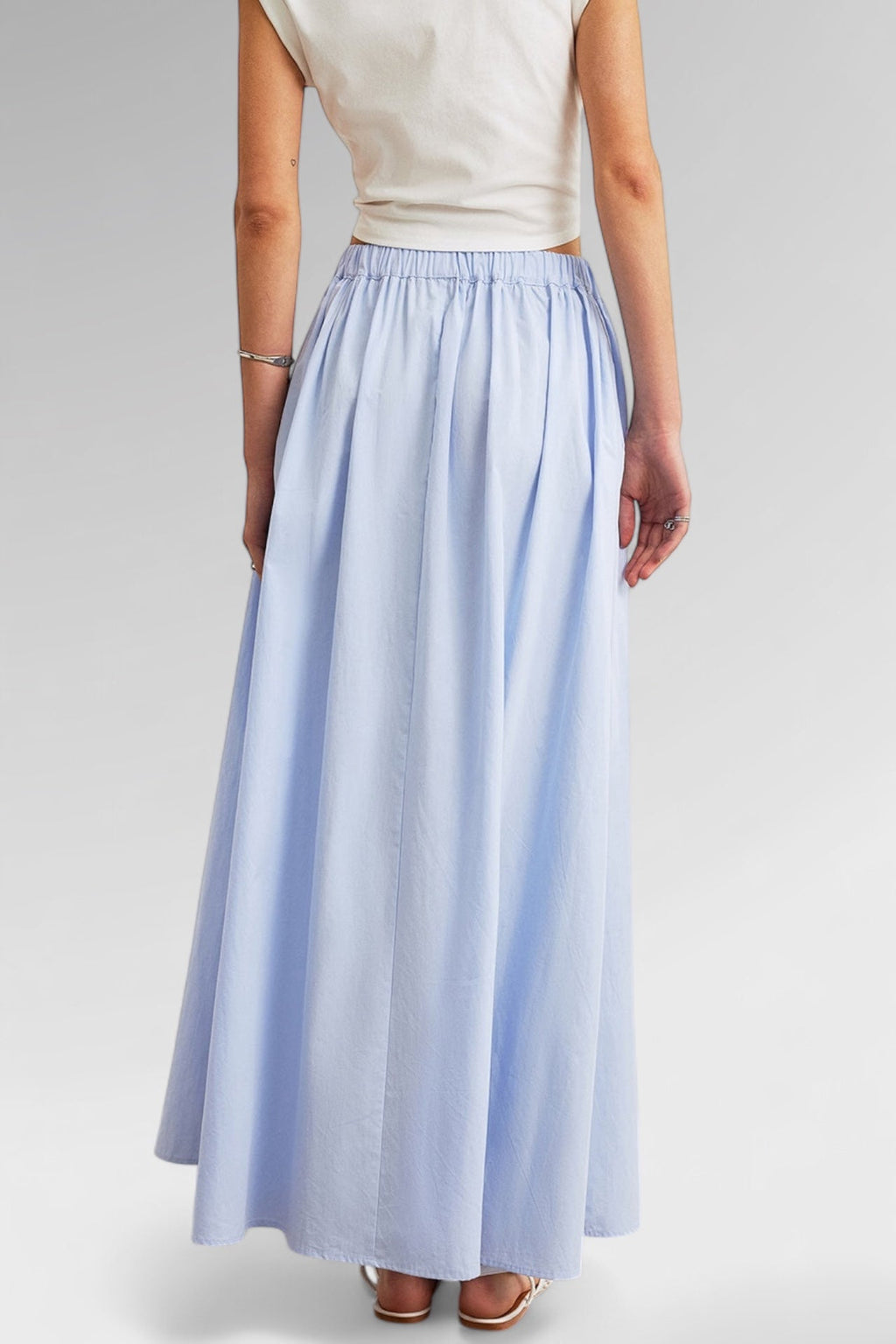 Azure Breeze Cotton Maxi Skirt
