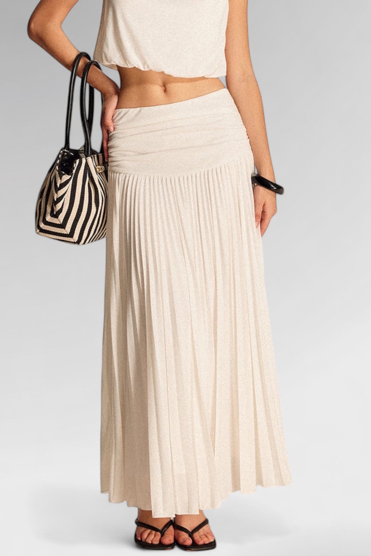 Coastal Grace Pleated Maxi Skirt
