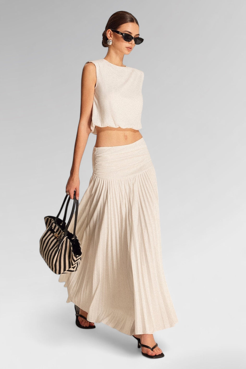 Coastal Grace Pleated Maxi Skirt
