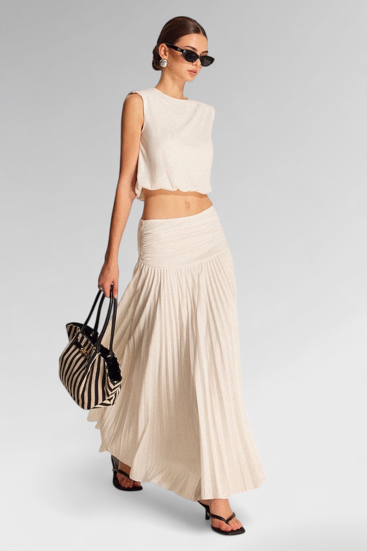 Coastal Grace Pleated Maxi Skirt