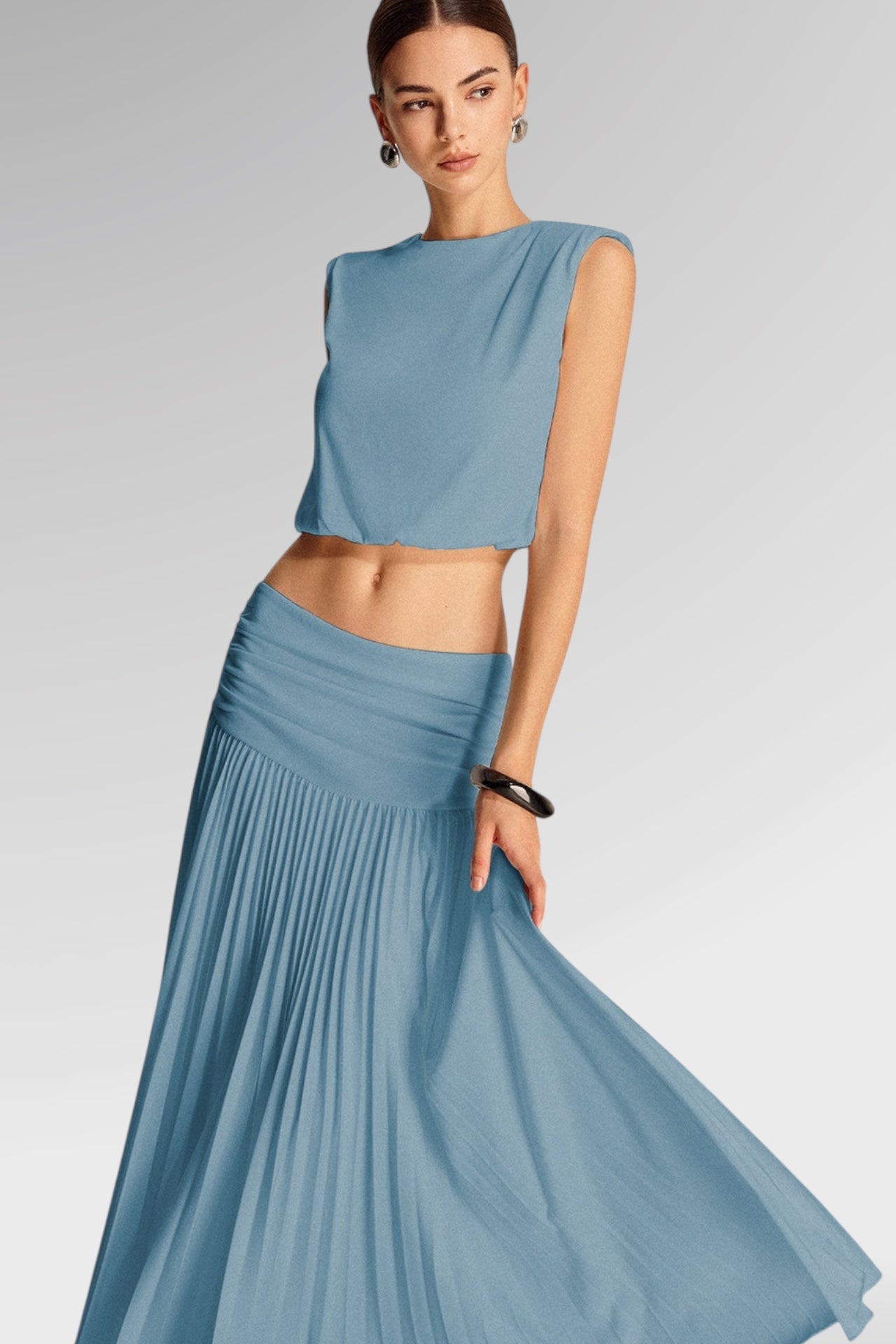 Coastal Grace Pleated Maxi Skirt