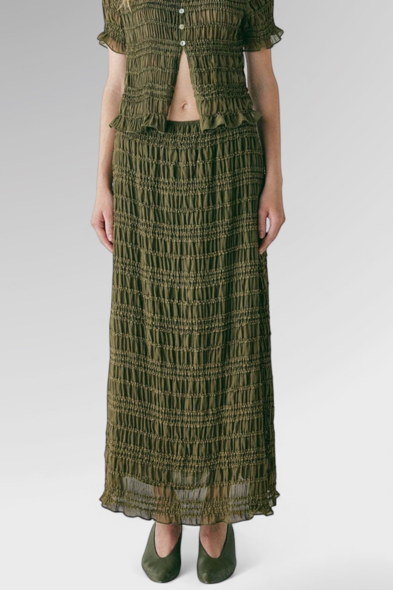 Sunwoven Shirred Maxi Skirt