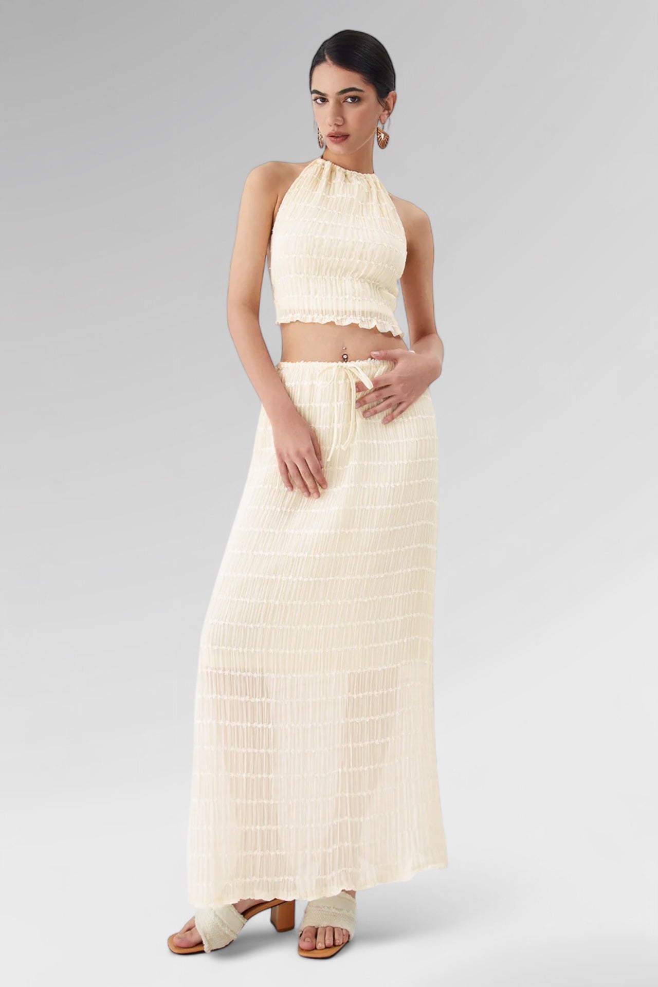 Whispered Grace Textured Maxi Skirt