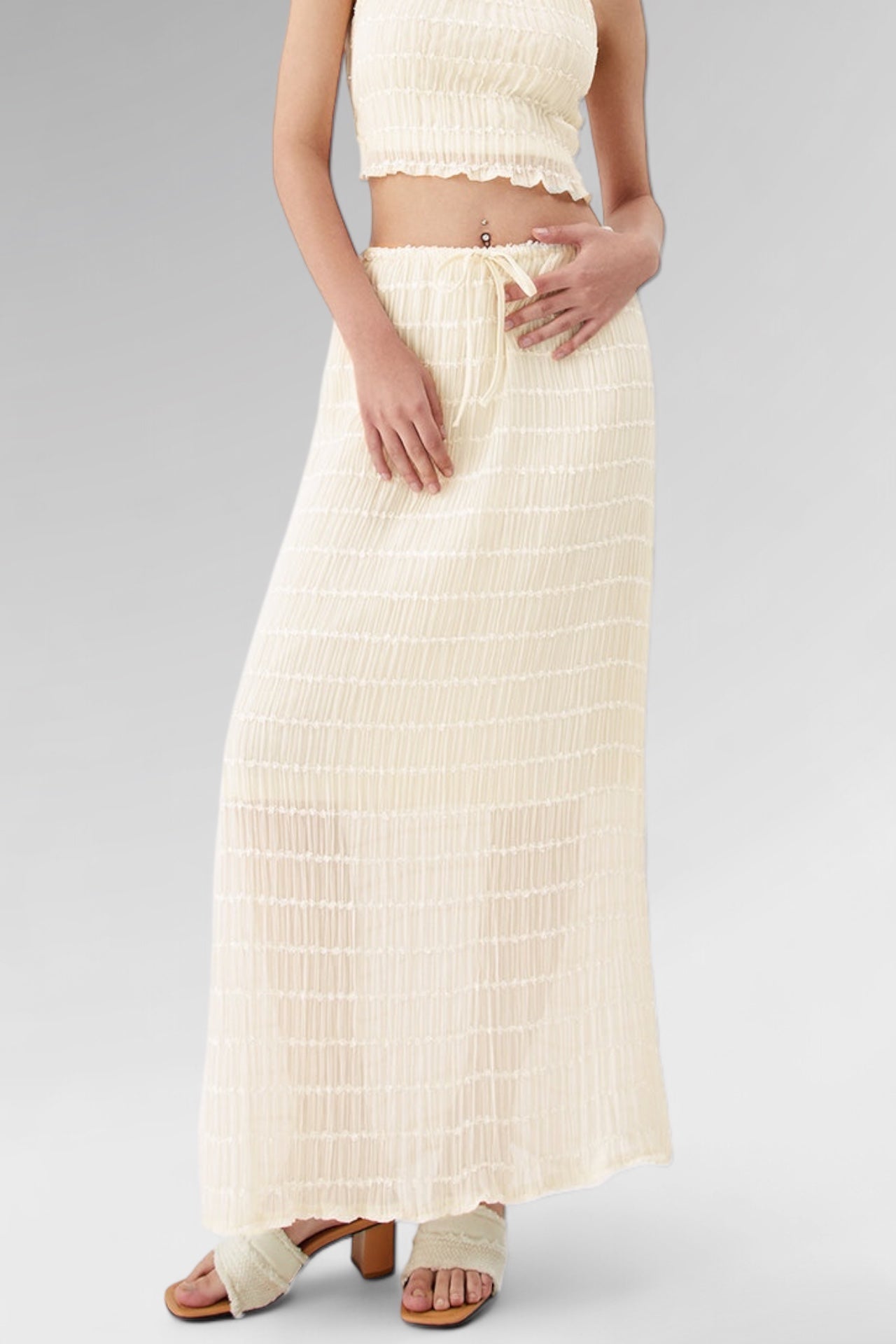 Whispered Grace Textured Maxi Skirt