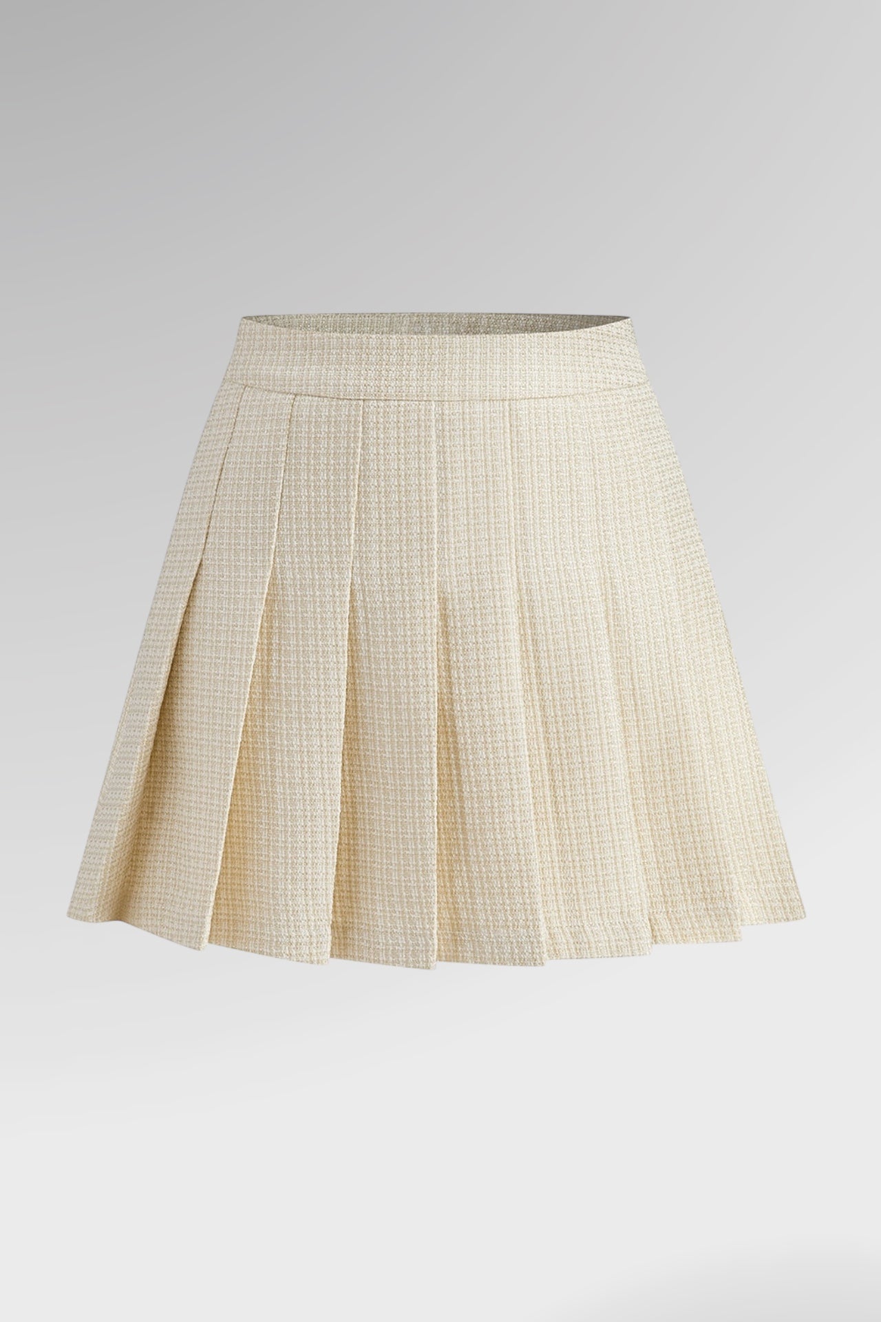 Pleated Tweed Mini Skirt