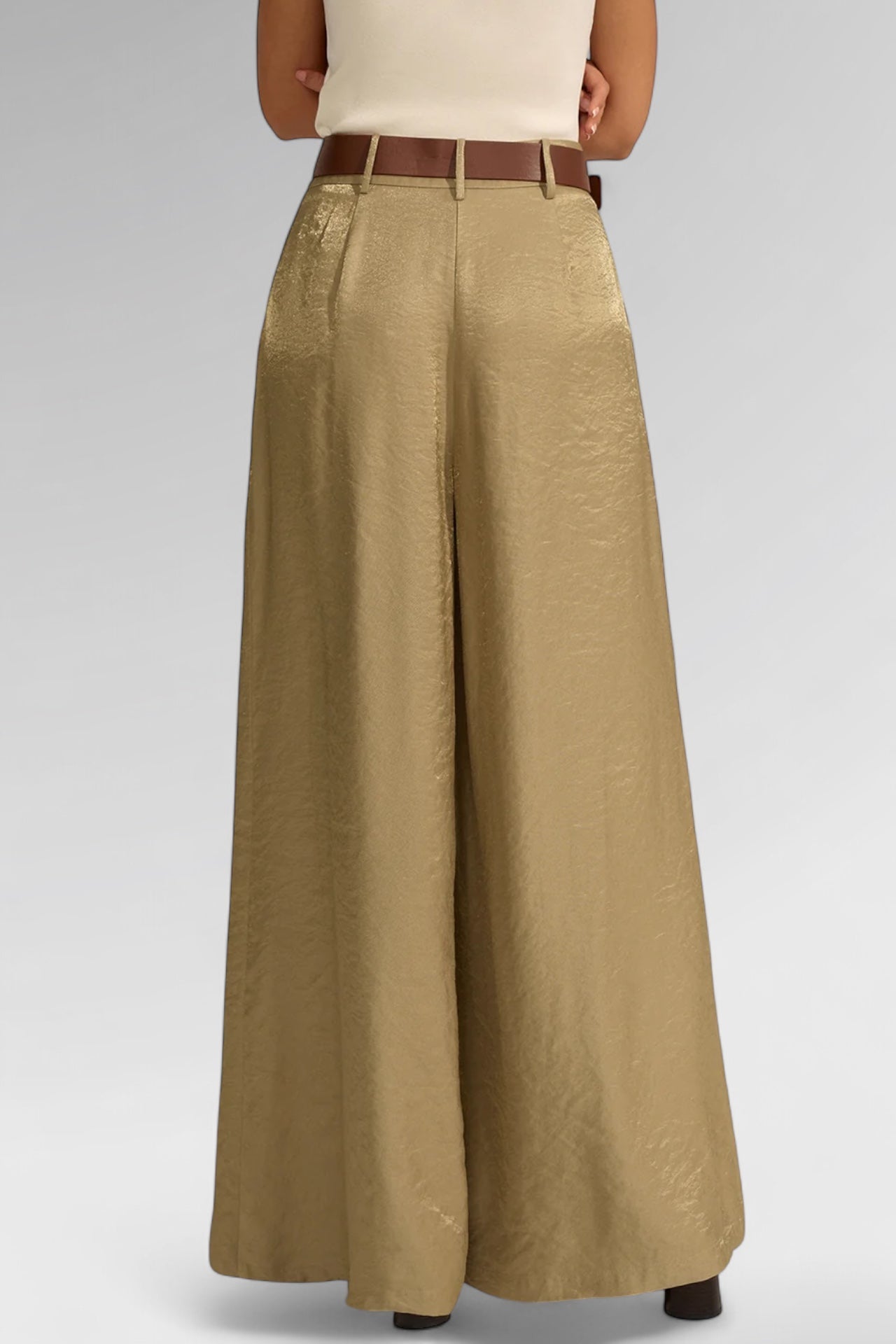 Regal Belted Wide-Leg Trousers