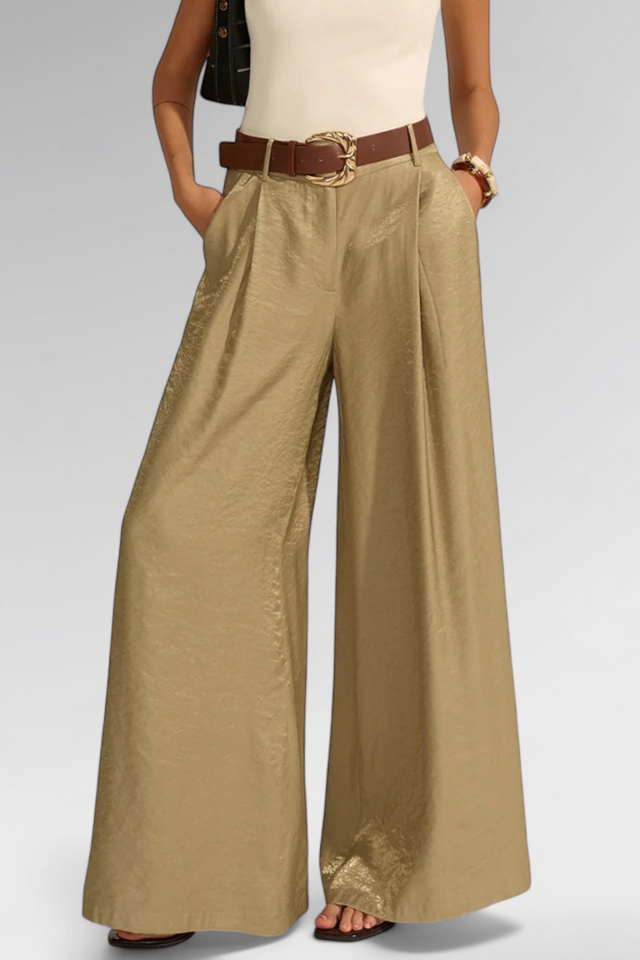 Regal Belted Wide-Leg Trousers
