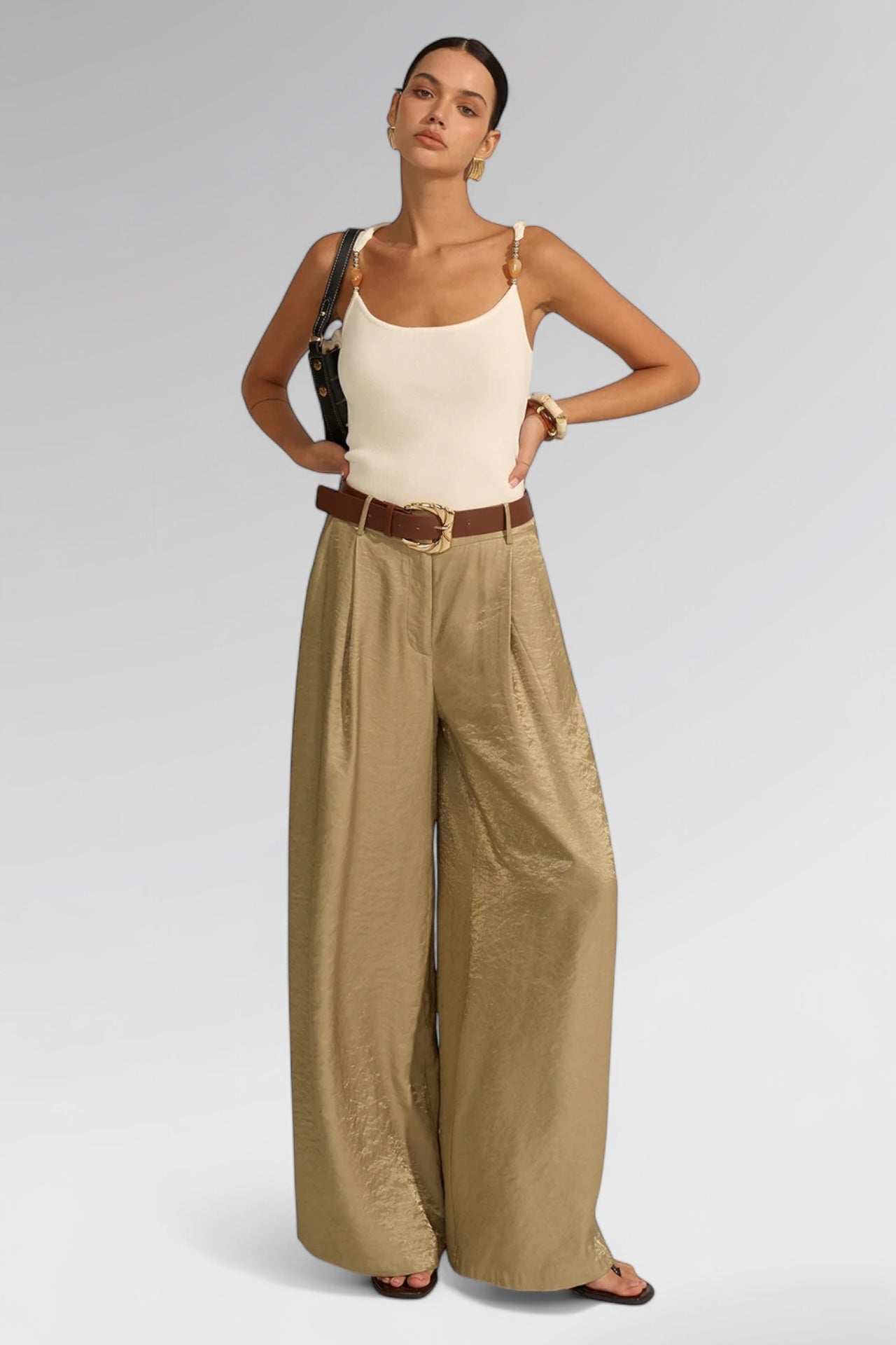 Regal Belted Wide-Leg Trousers