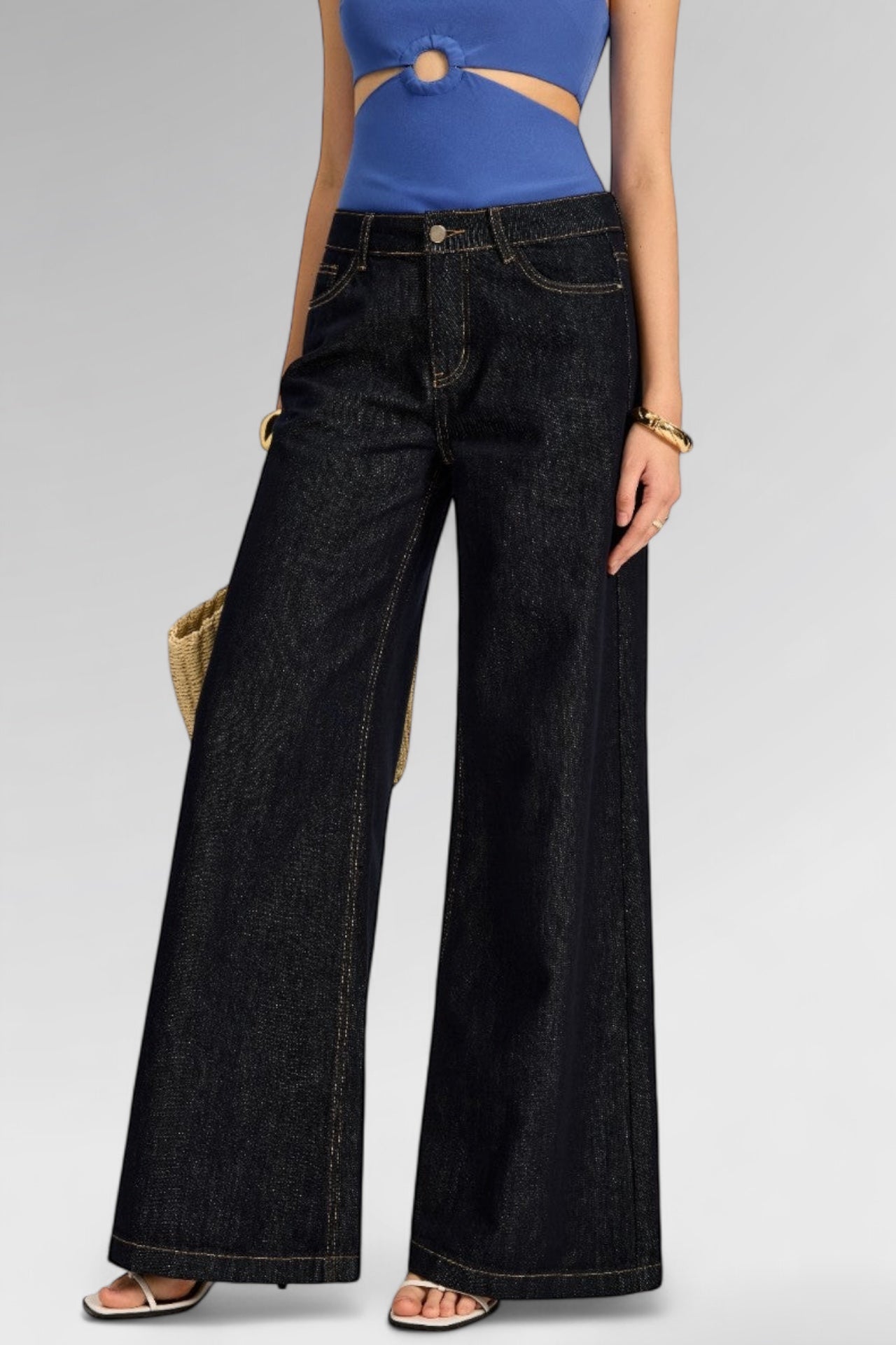 Midnight Wide-Leg Denim Jeans