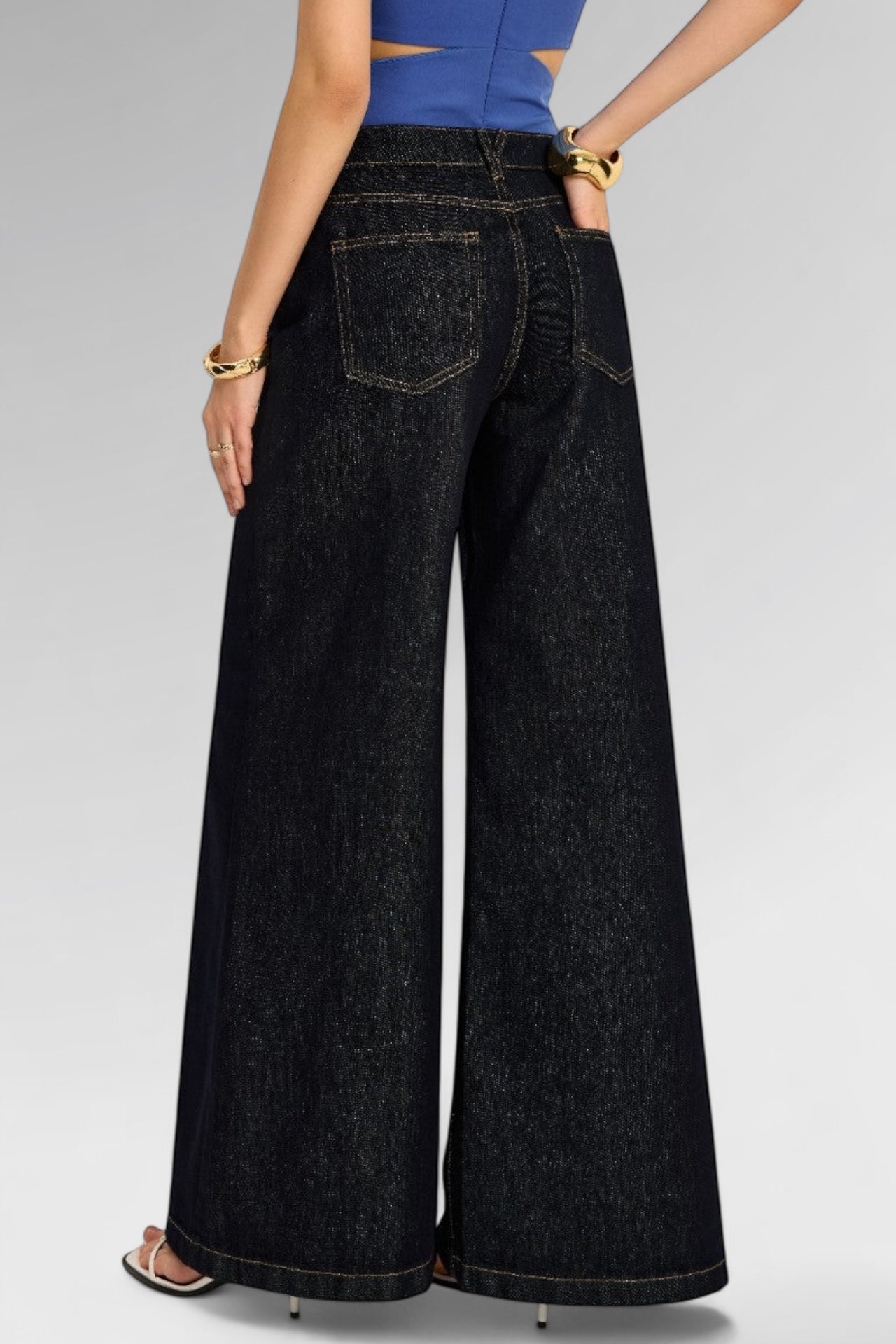 Midnight Wide-Leg Denim Jeans