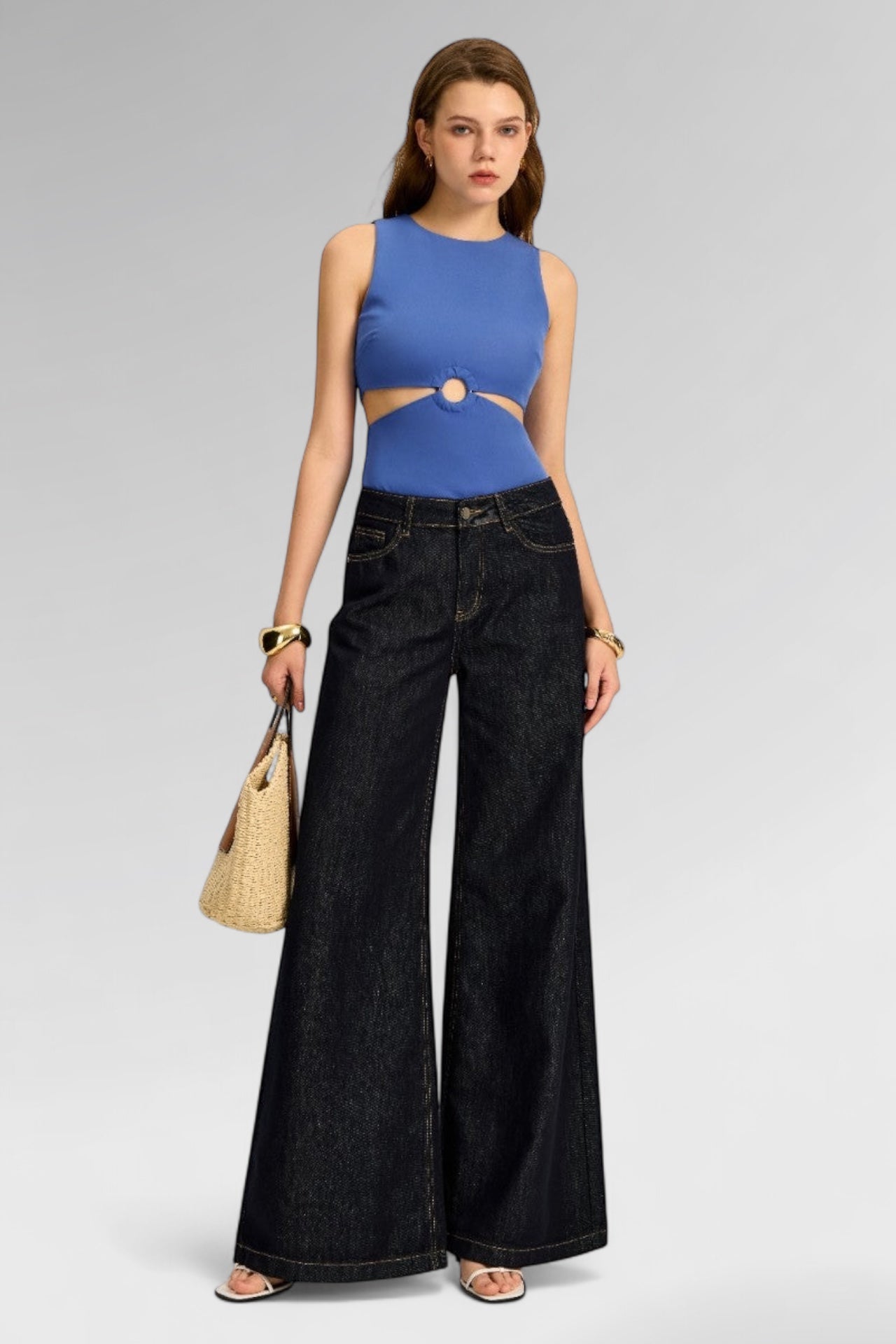 Midnight Wide-Leg Denim Jeans