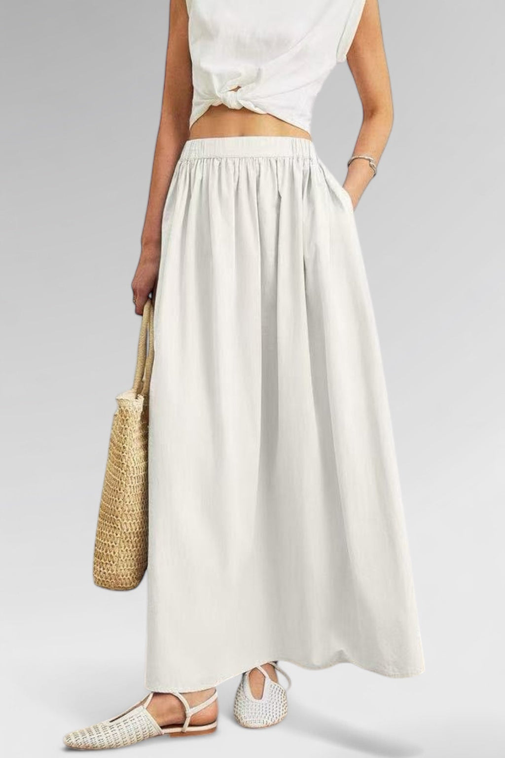 Azure Breeze Cotton Maxi Skirt