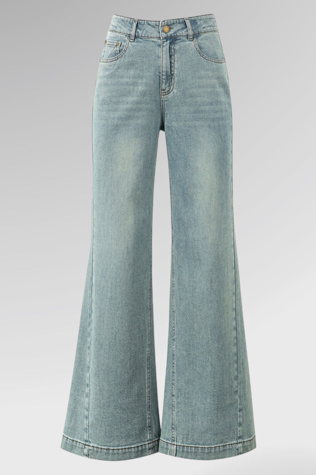 Washed High-Flare Denim Jeans