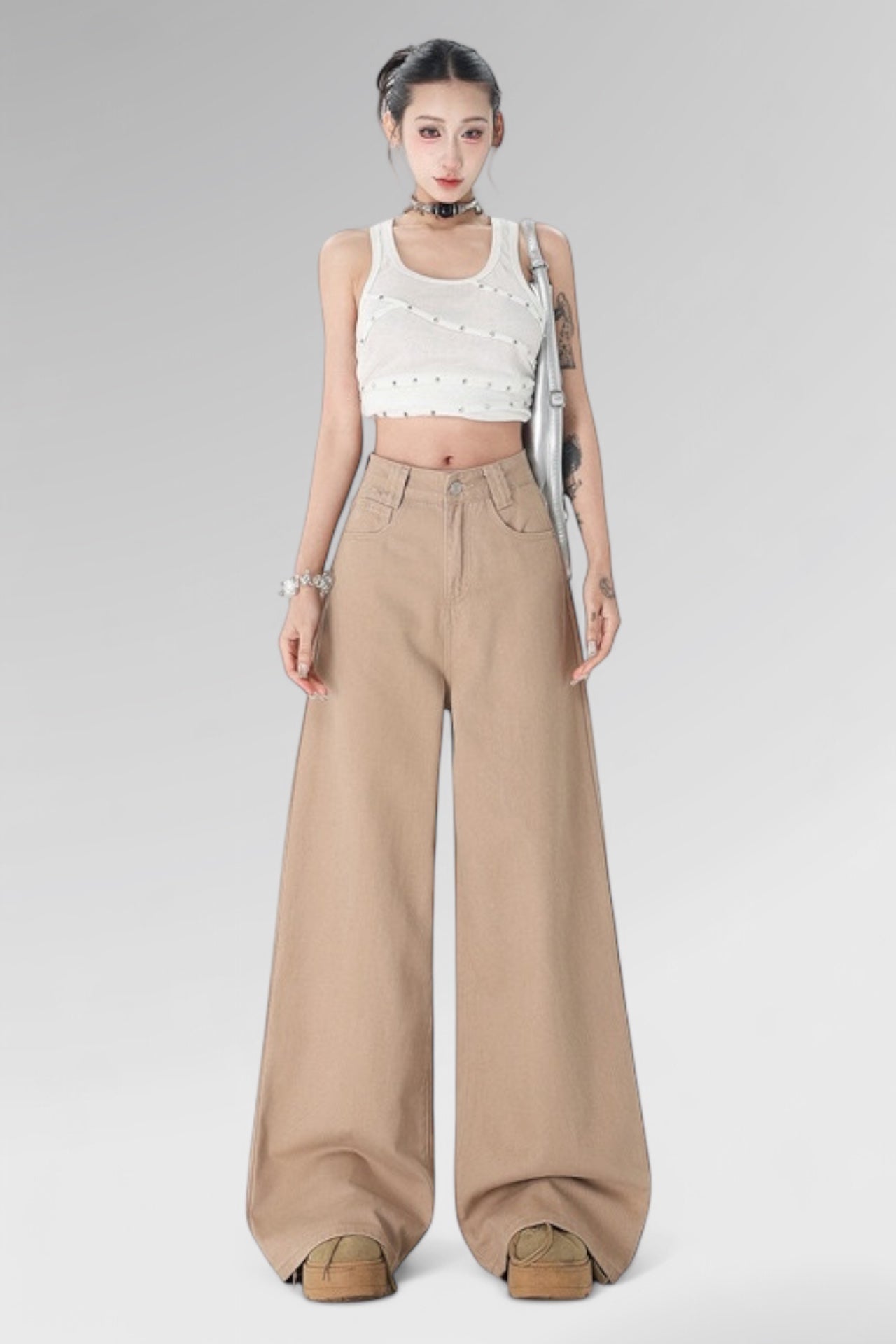 Latte Horizon Wide-Leg Jeans