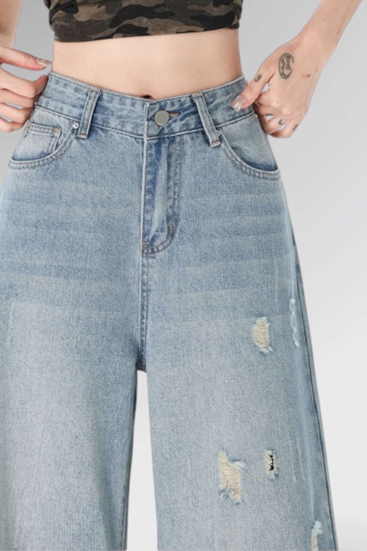 Azure Wide-Leg Denim Jeans