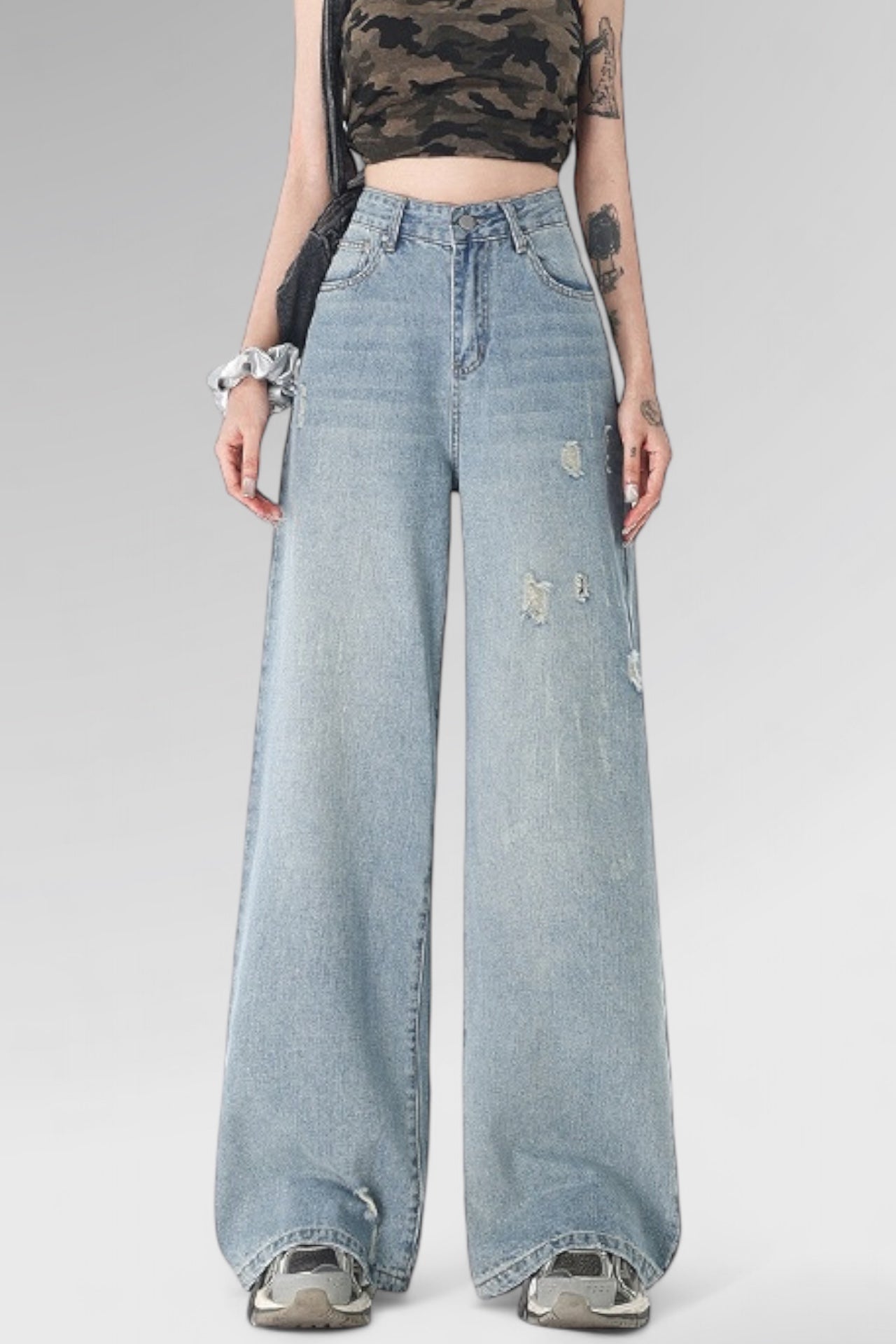 Azure Wide-Leg Denim Jeans