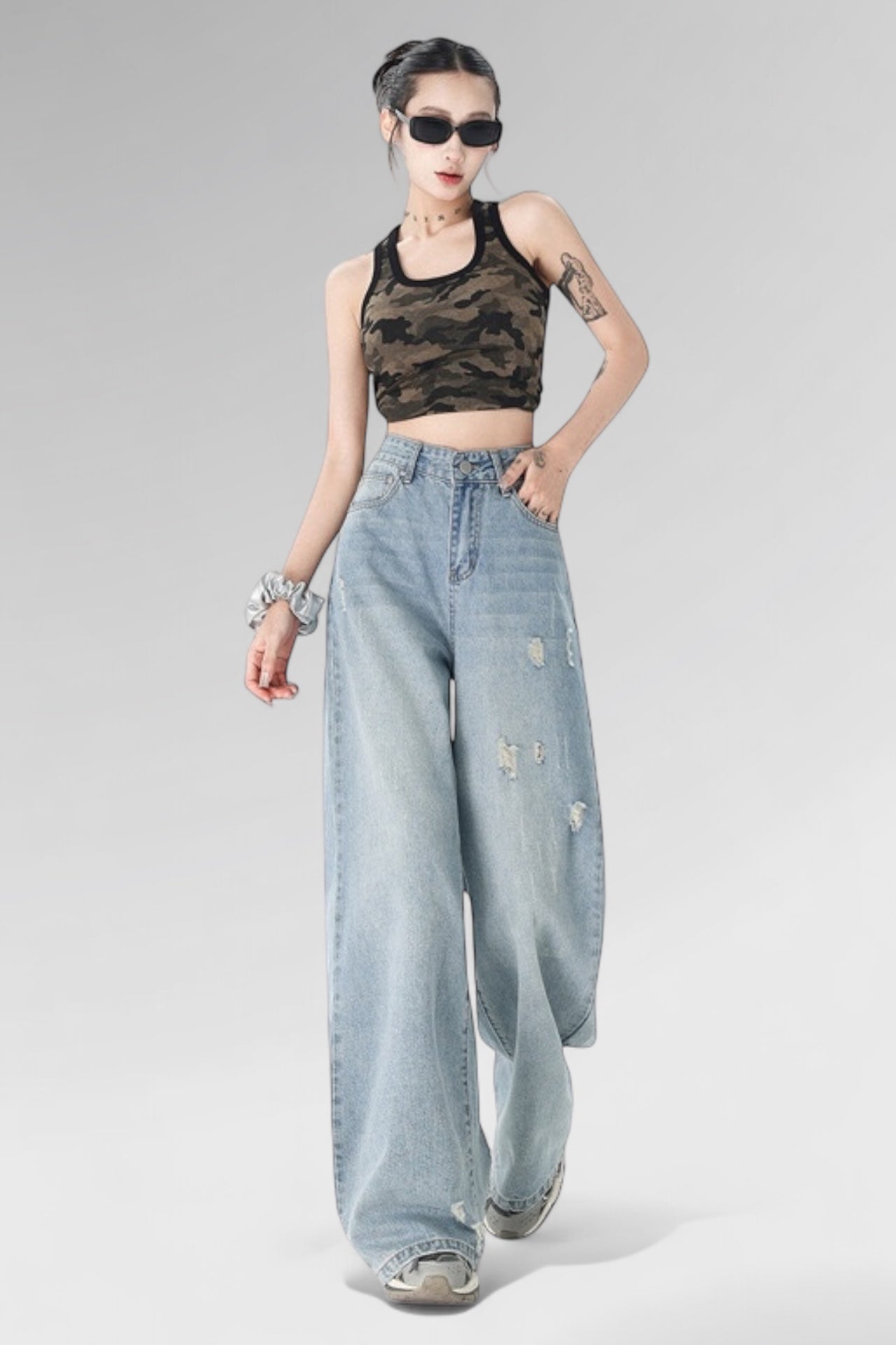 Azure Wide-Leg Denim Jeans